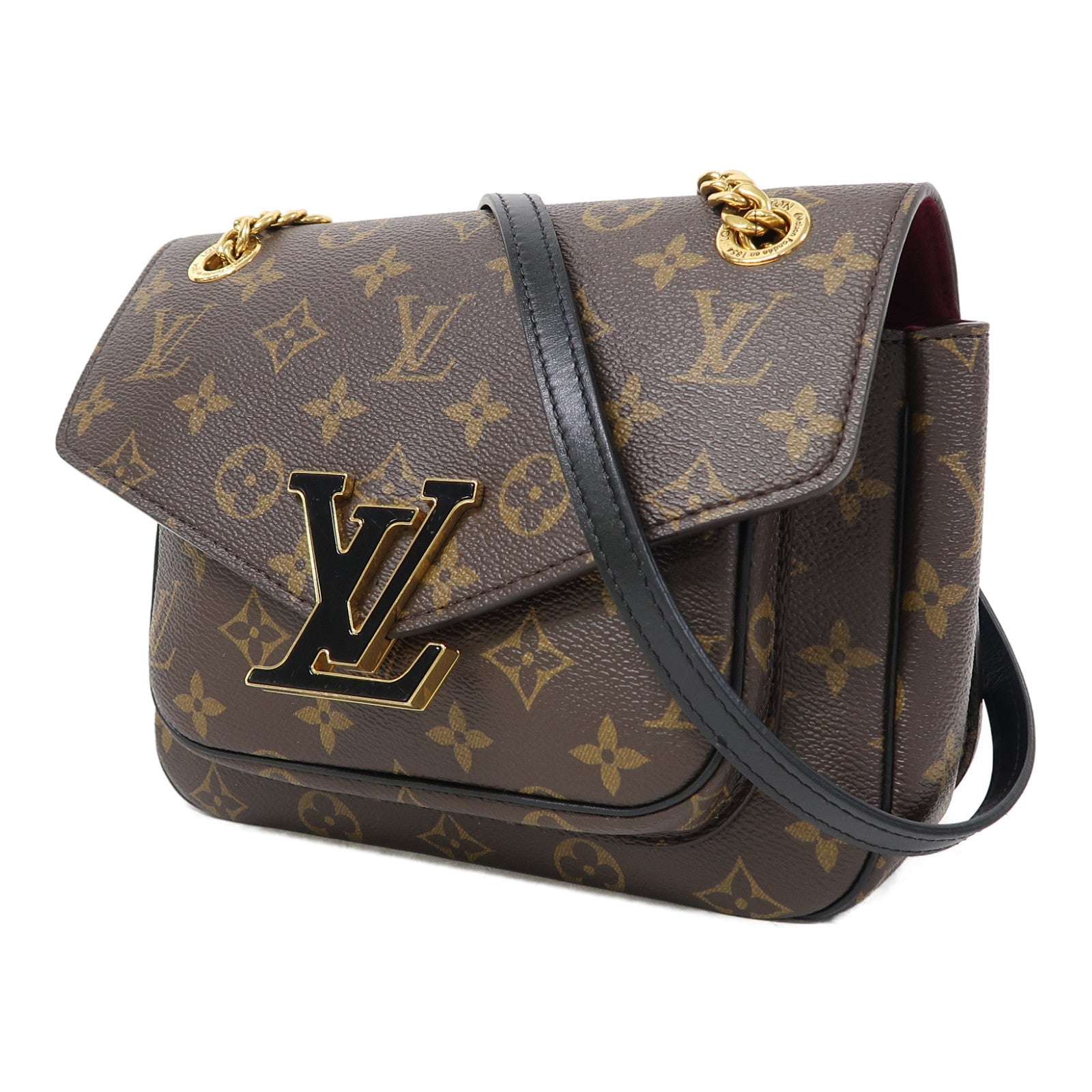LOUIS VUITTON Monogram Passy金扣鏈帶肩背袋啡色