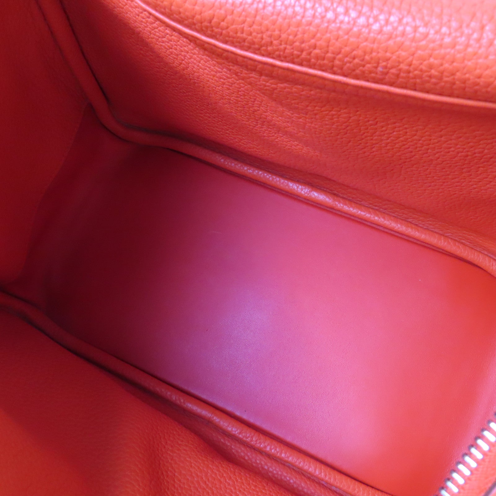 HERMES 【激減優惠】Clemence皮革Lindy 30 Shoulder Bag銀扣肩背袋Orange橙色