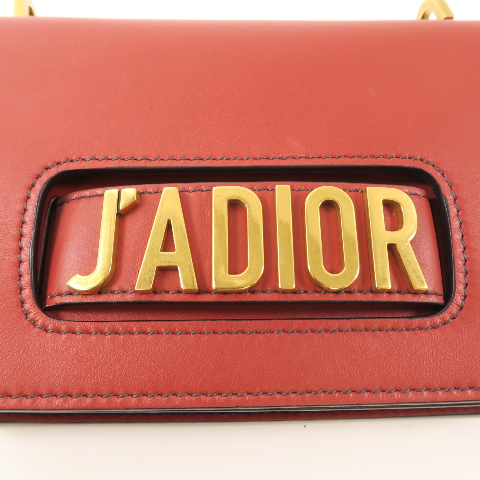 Dior 牛皮皮革J'aDior金扣鏈帶肩背袋紅色