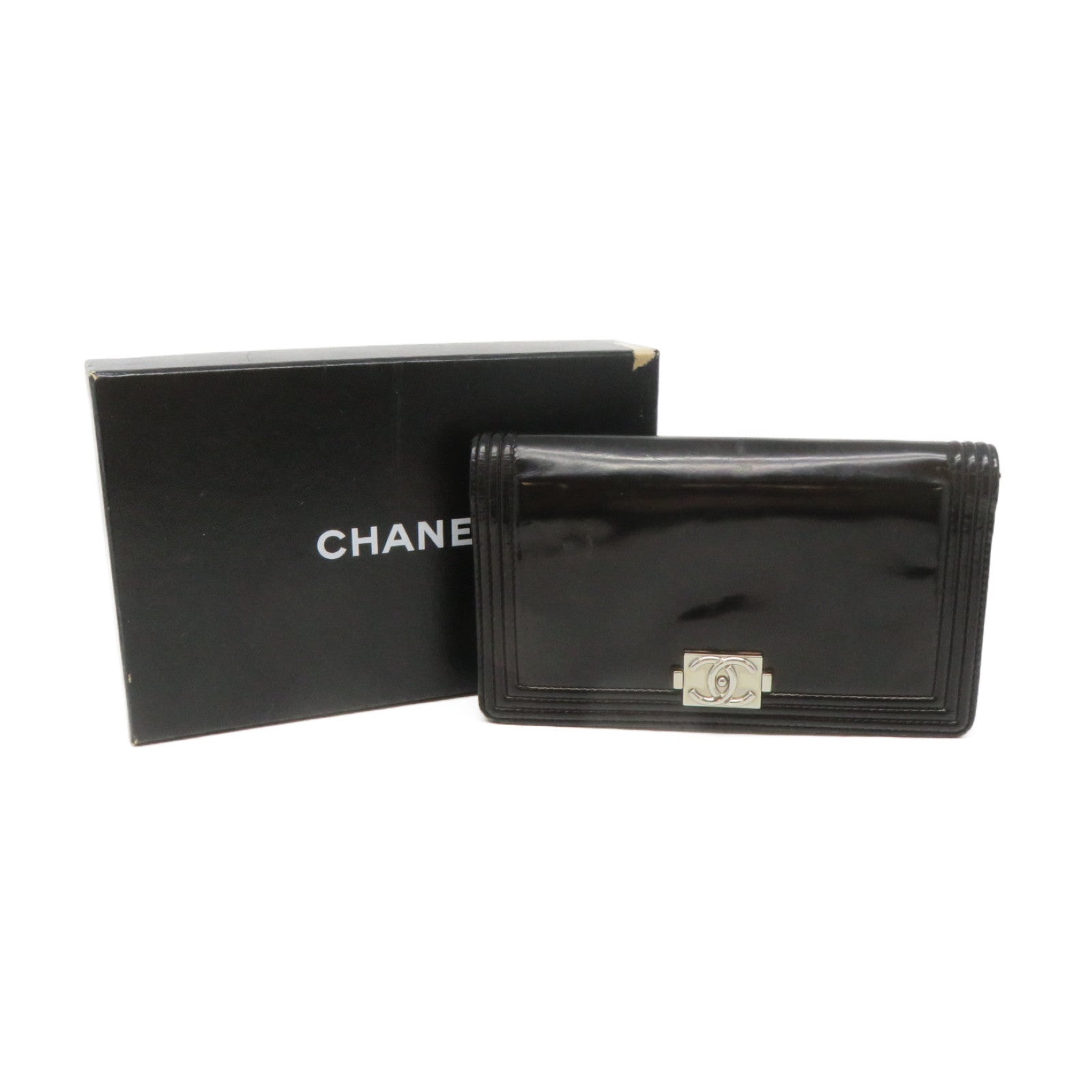 CHANEL 【激減優惠】牛皮皮革Long Wallet銀扣長錢包黑色