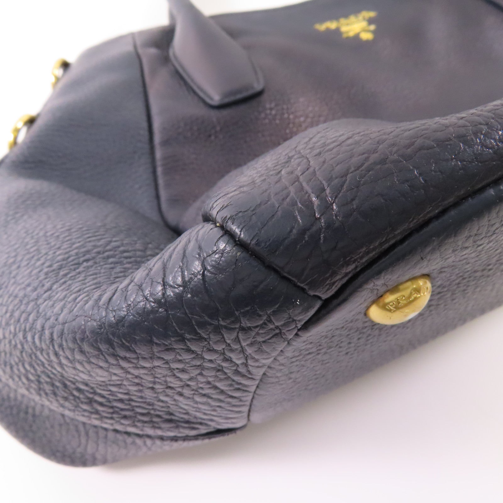 PRADA 【激減優惠】牛皮皮革Handbag金扣手挽袋