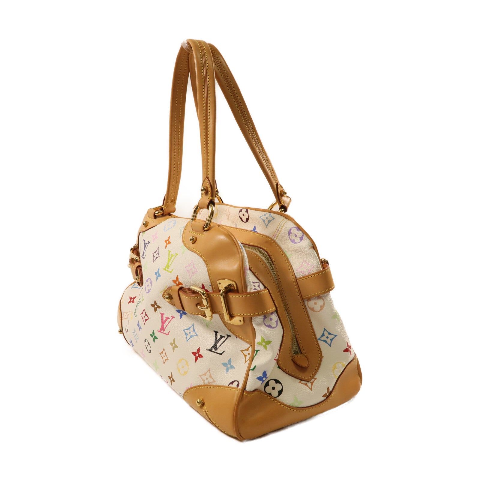 LOUIS VUITTON Monogram Multicolore Claudia金扣肩背袋白色/彩色