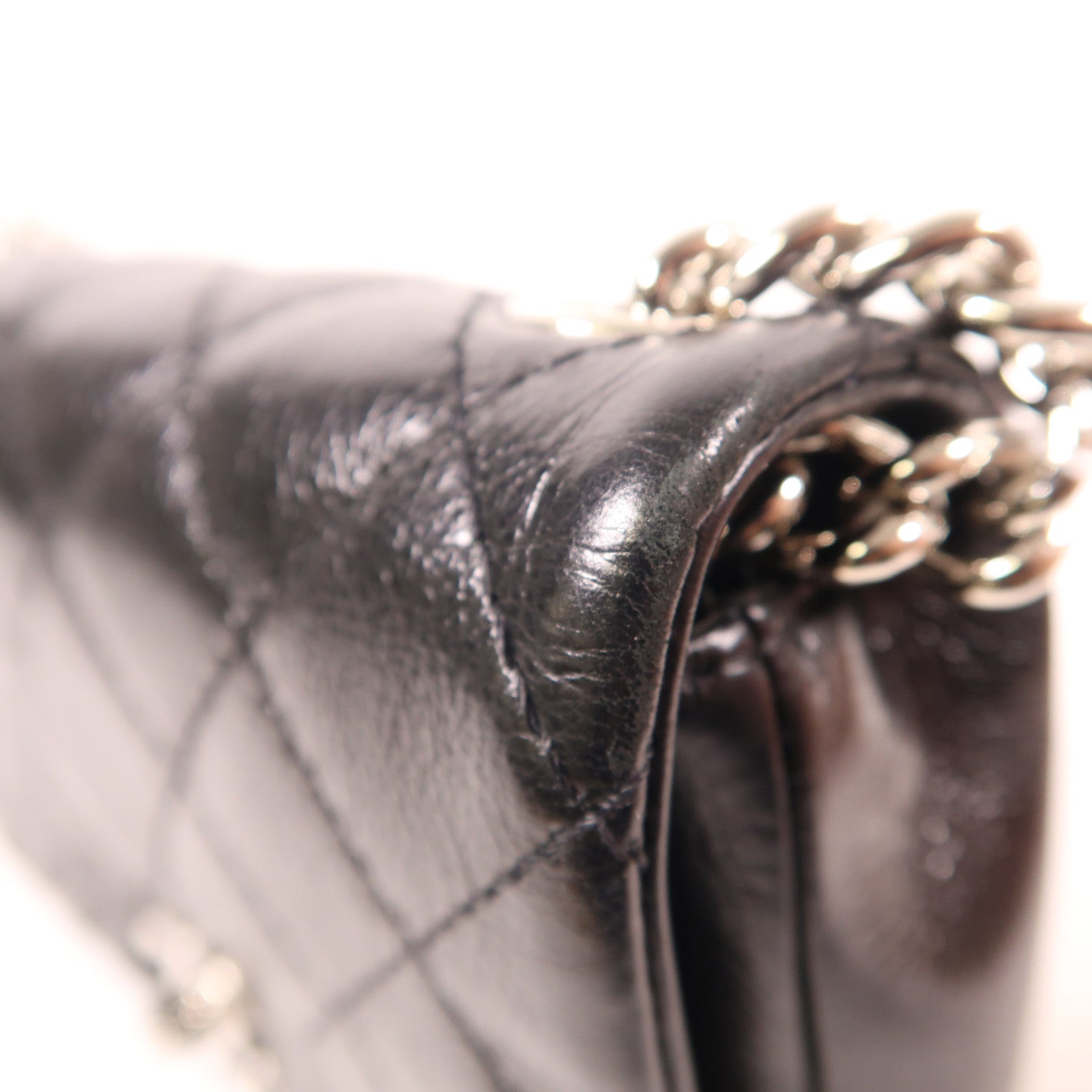 CHANEL 【激減優惠】牛皮皮革Chain Shoulder銀扣鏈帶肩背袋