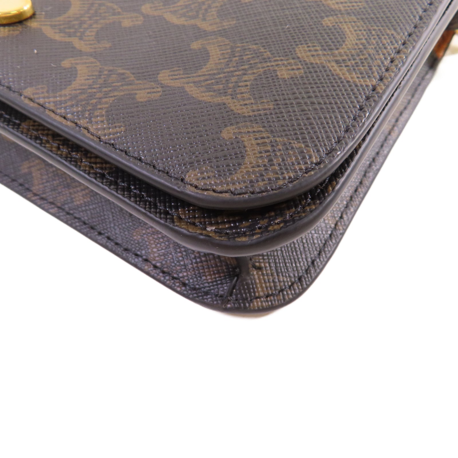 CELINE Triomphe帆布Mulipochette 2Way Shoulder Bag金扣手挽肩背兩用袋啡色