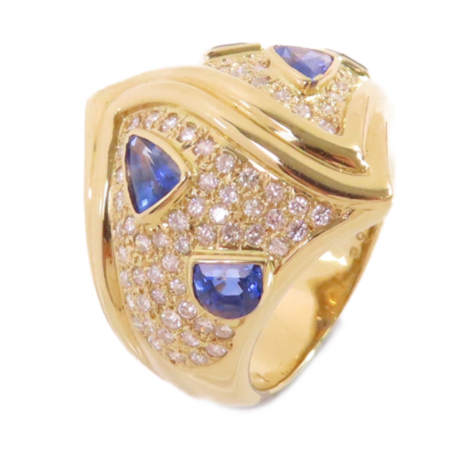 JEWELRY 【激減優惠】18K黃金/1.63ct藍寶石/0.68ct鑽石Sapphire Ring戒指US#6.75