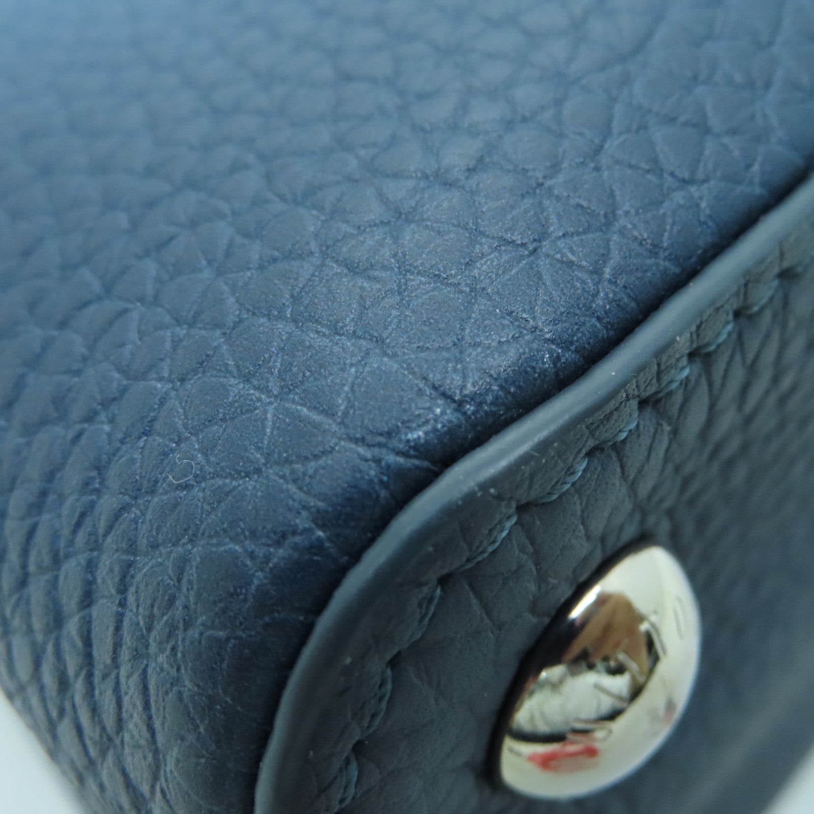 LOUIS VUITTON 【激減優惠】牛皮皮革Capucines BB銀扣手挽肩背兩用袋白色/藍色