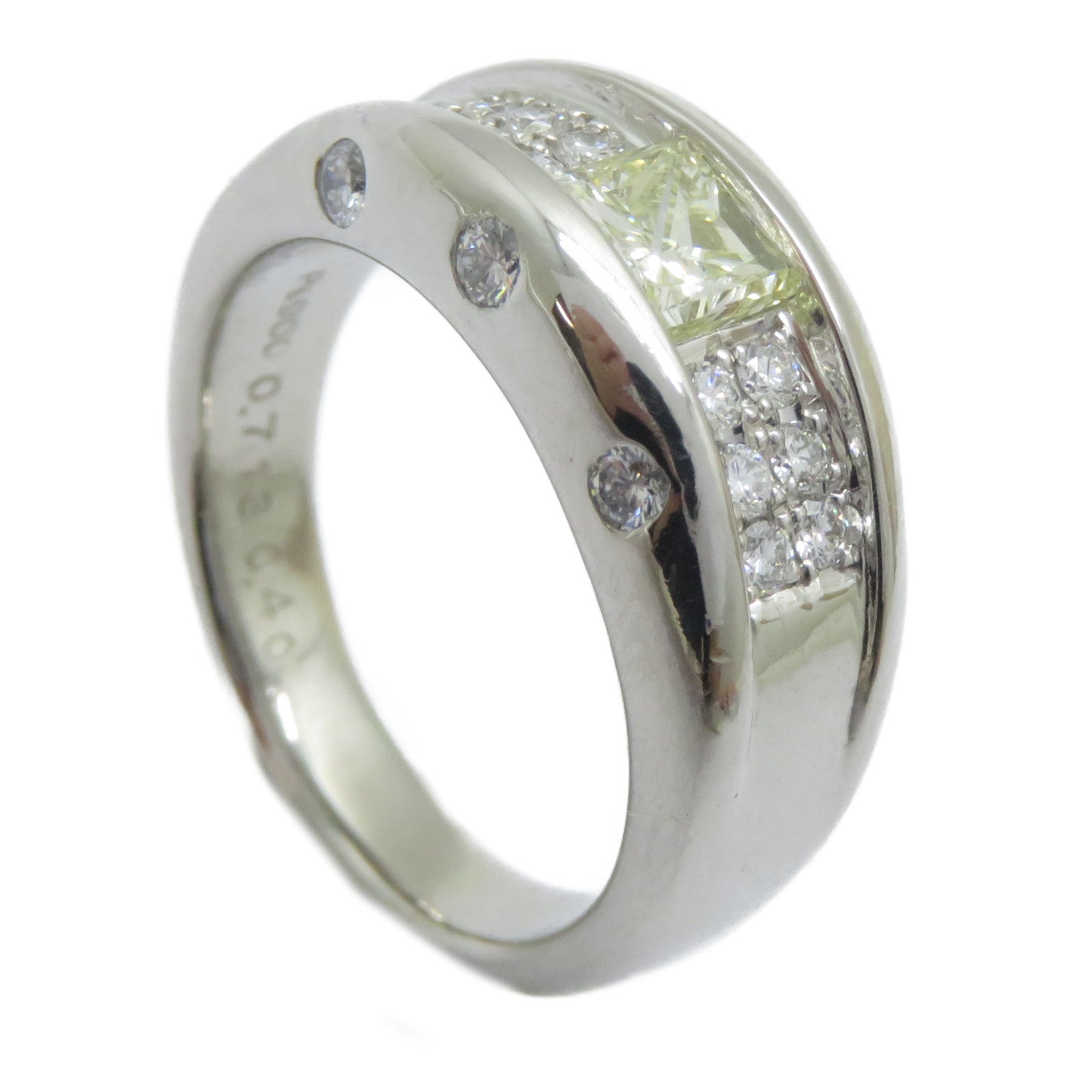 JEWELRY PT900鉑金Color Stone Ring 0.713ct黃色寶石/0.4ct鑽石戒指US#6.75