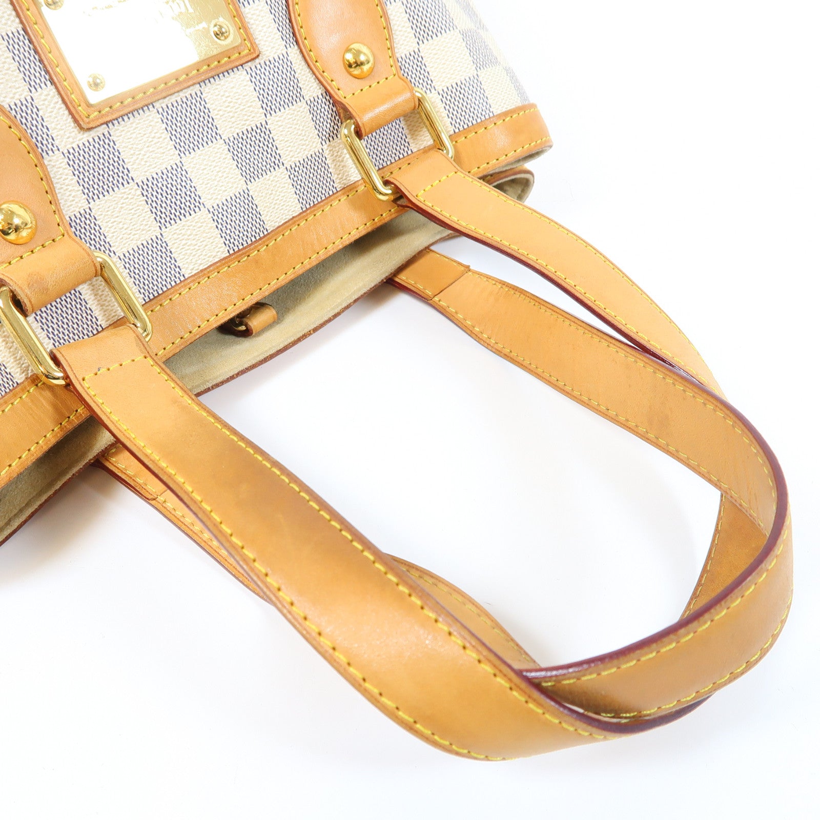 LOUIS VUITTON 【激減優惠】Damier Azur Hampstead PM金扣手挽袋白色