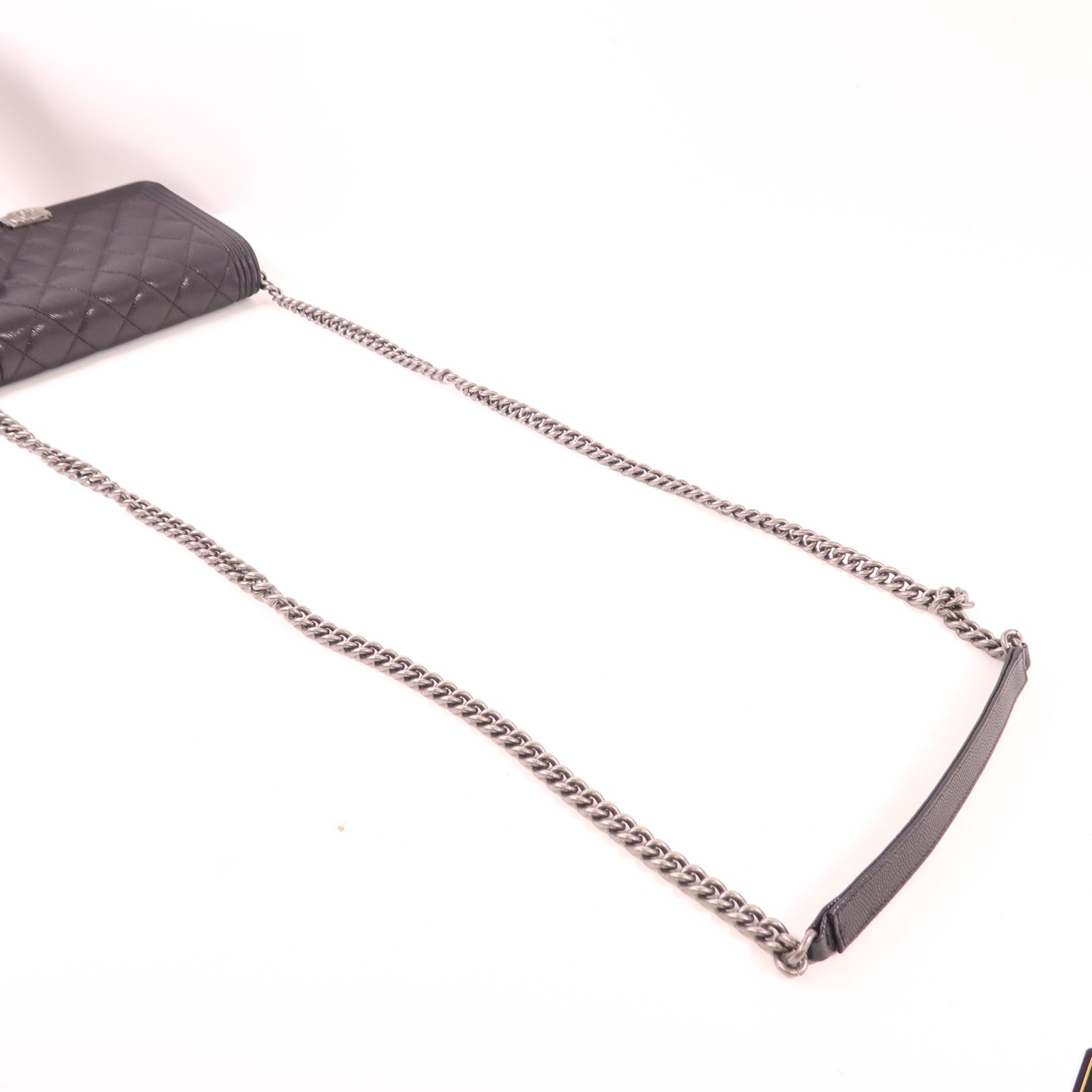 CHANEL CC SHW Boy WOC Wallet On Chain Chain Shoulder Bag Calfskin Leather Black