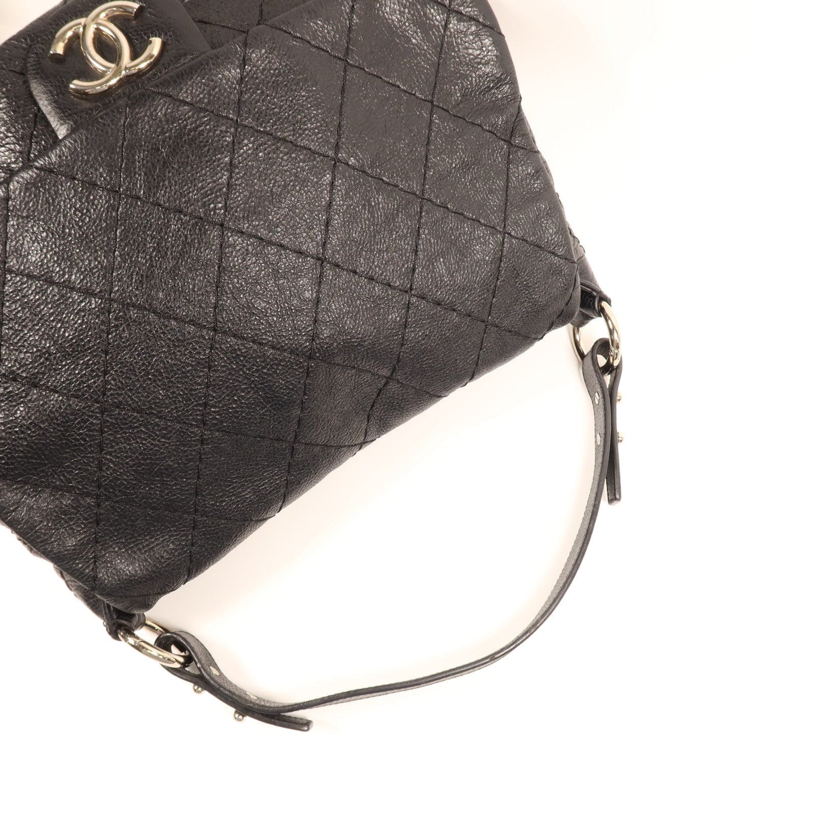 CHANEL 牛皮皮革Shoulder Bag銀扣肩背袋