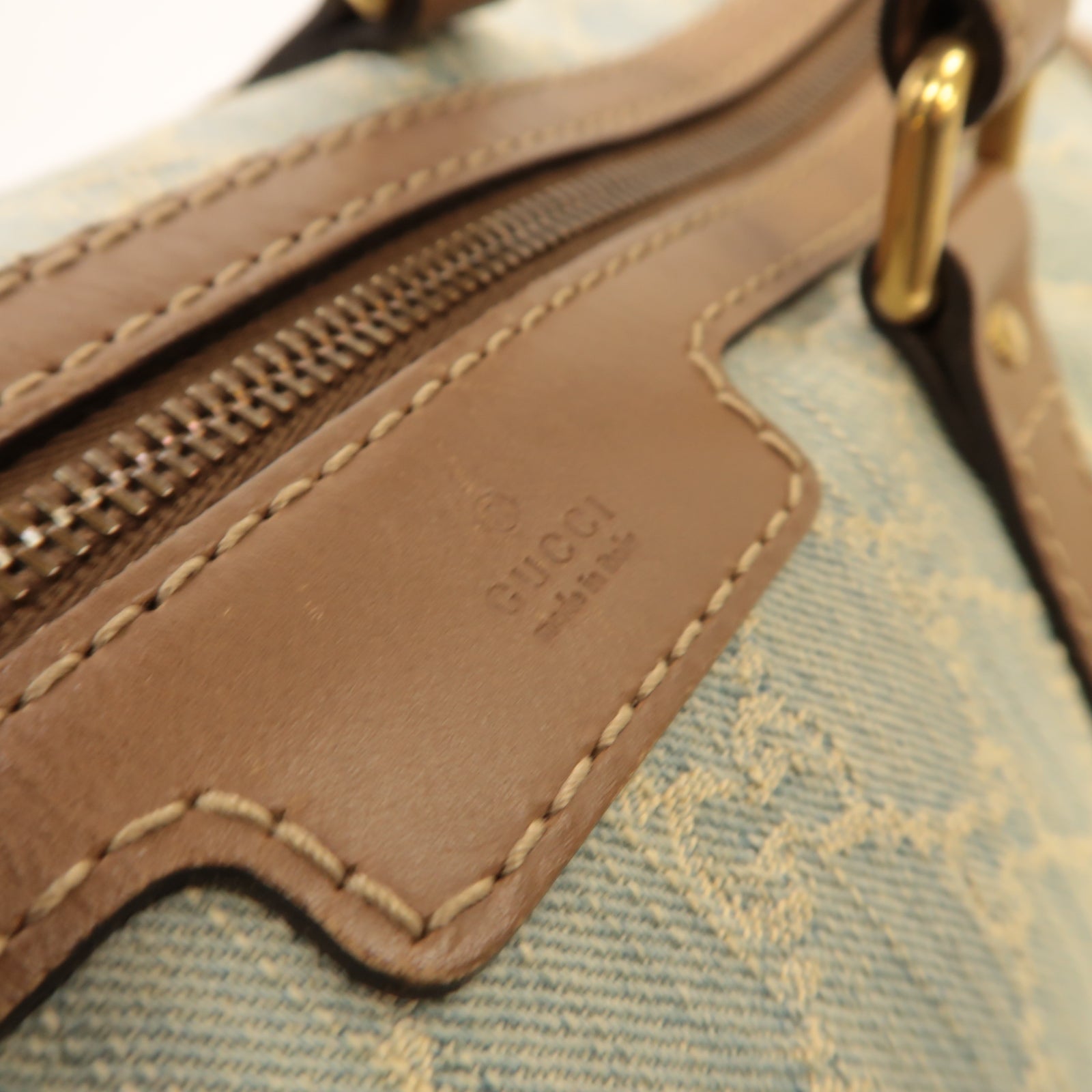 GUCCI 牛仔布2way Shoulder Bag金扣手挽肩背兩用袋淺藍色