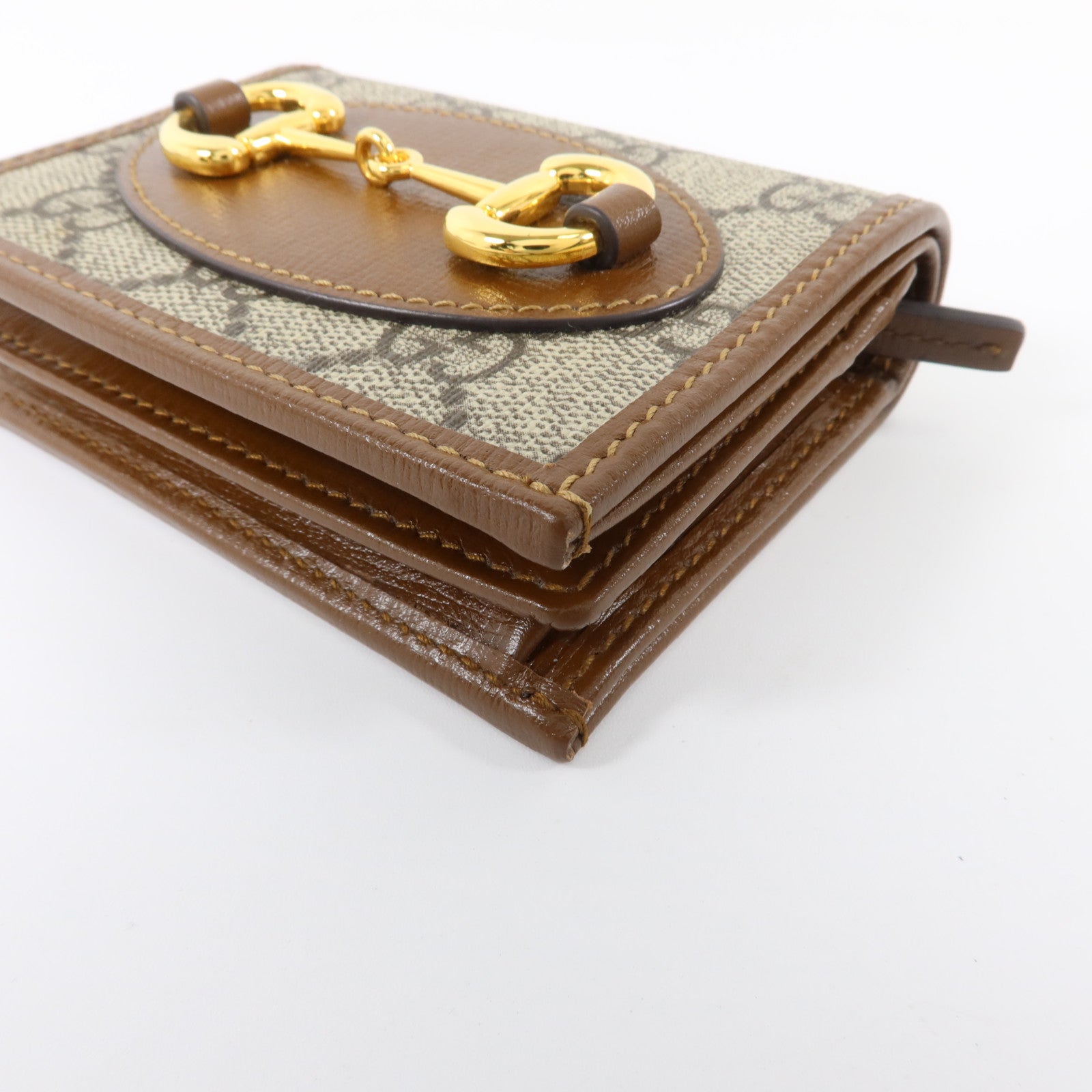 GUCCI 塗層帆布Horsebit 1955 Card Case Wallet金扣錢包