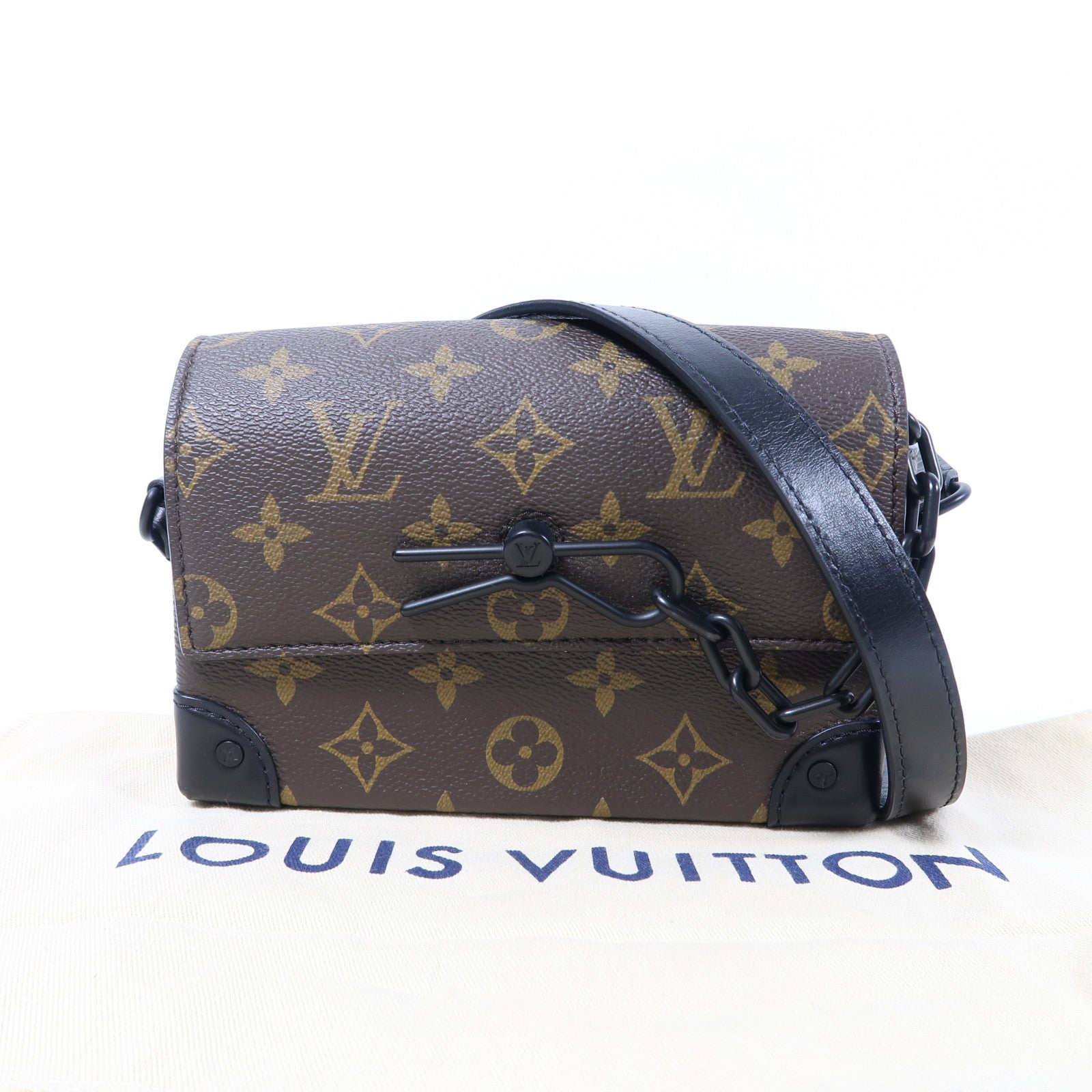 LOUIS VUITTON Monogram Macassar Steamer肩背袋啡色/黑色