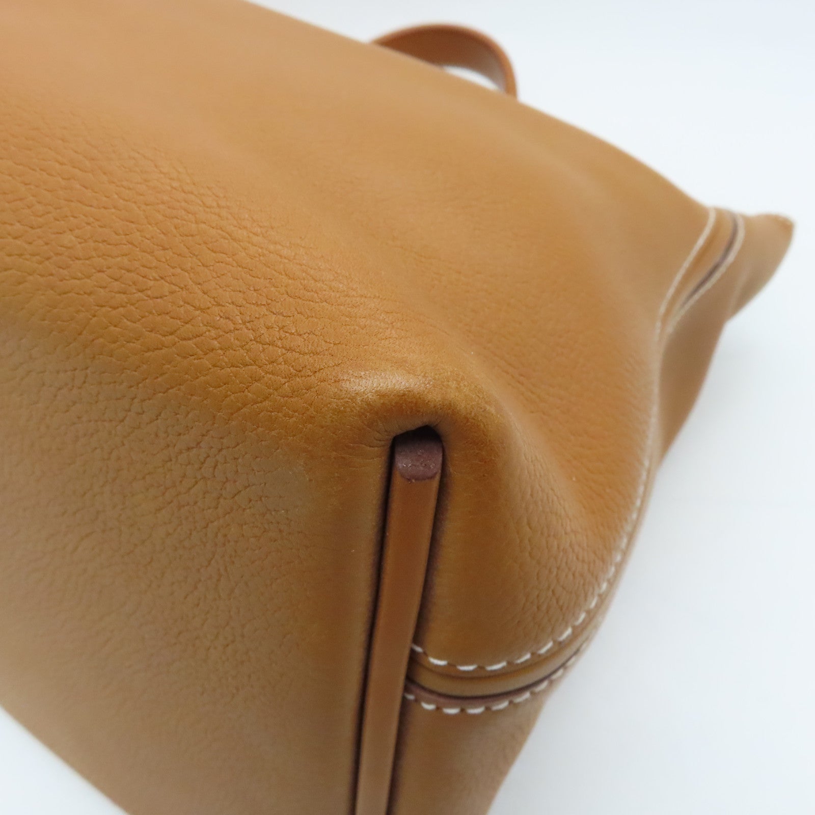 HERMES Barenia Leather 24/24 35cm Gold Buckle Handle Bag Brown