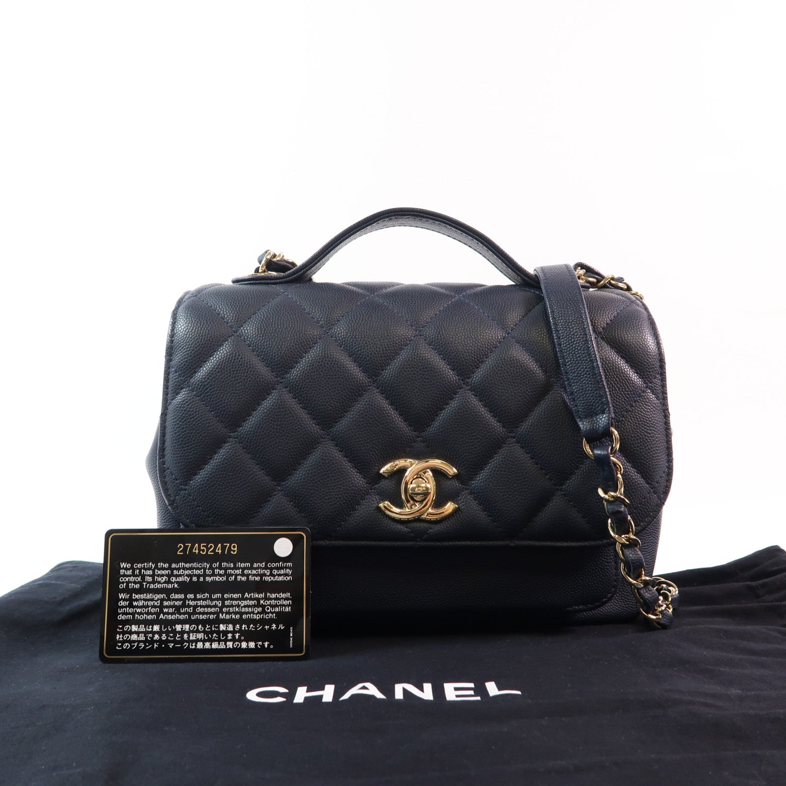 CHANEL 牛皮皮革Chain Shoulder金扣手挽肩背兩用袋