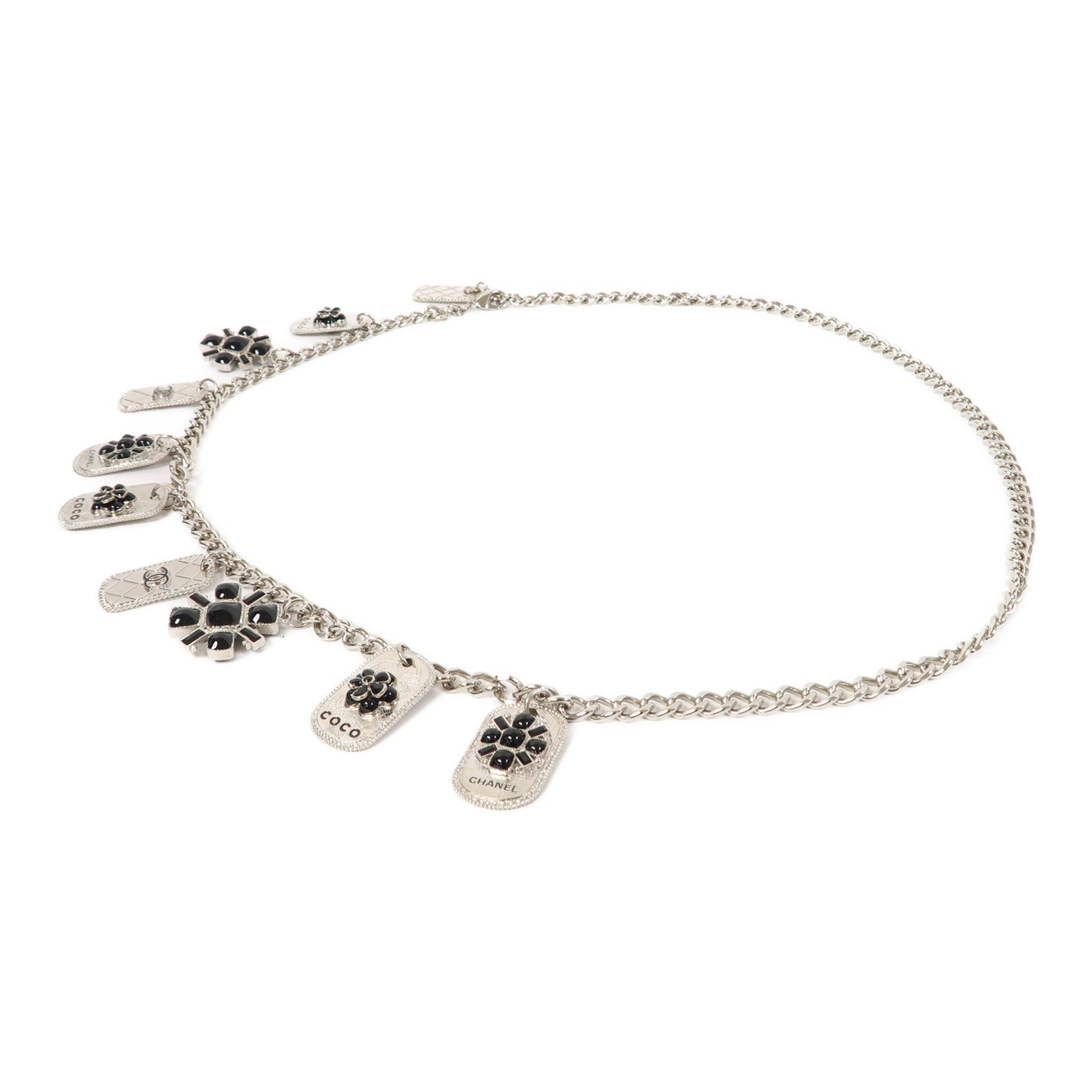 CHANEL 金屬Chain Belt皮帶黑色/銀色