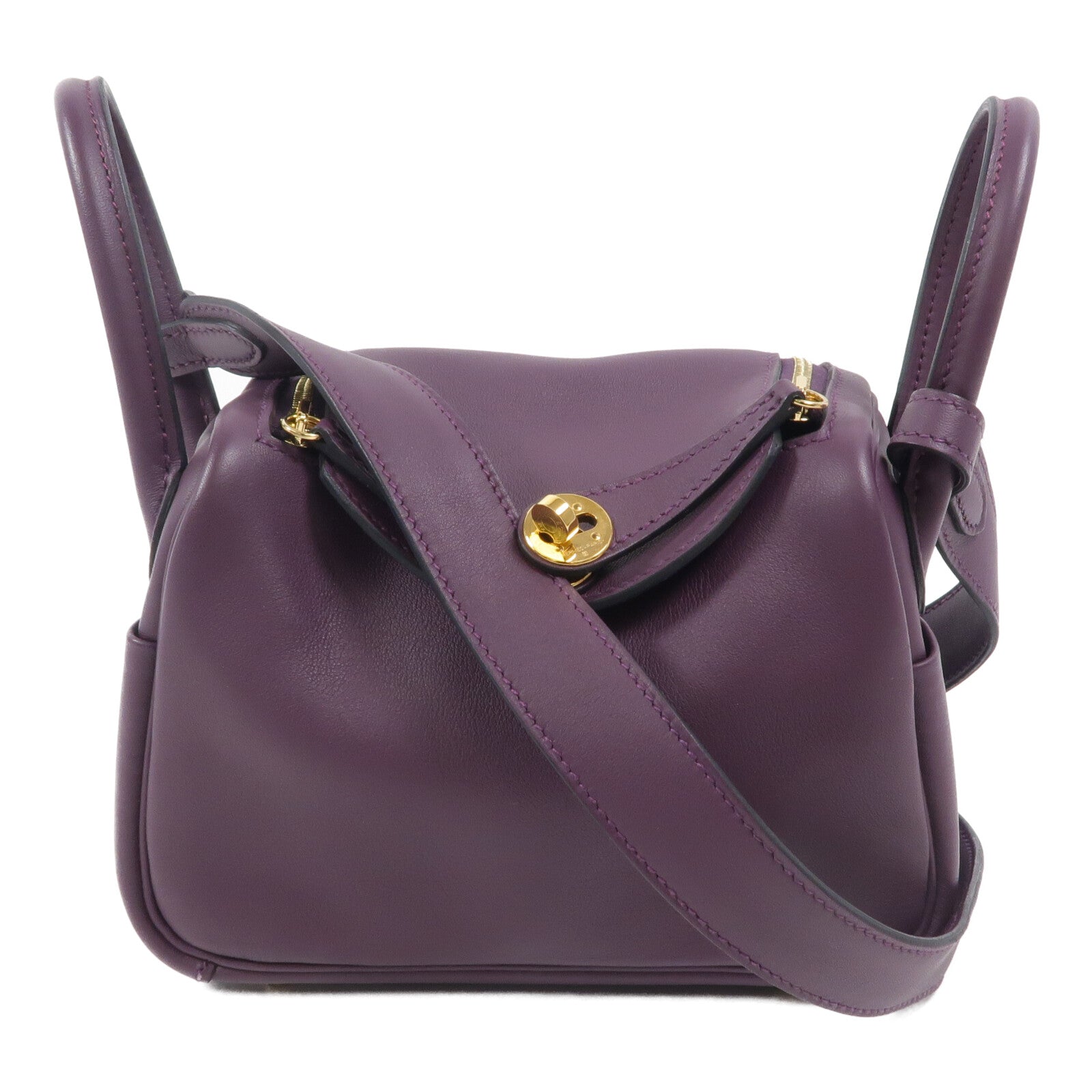HERMES Swift皮革Mini Lindy金扣手挽肩背兩用袋Anemone