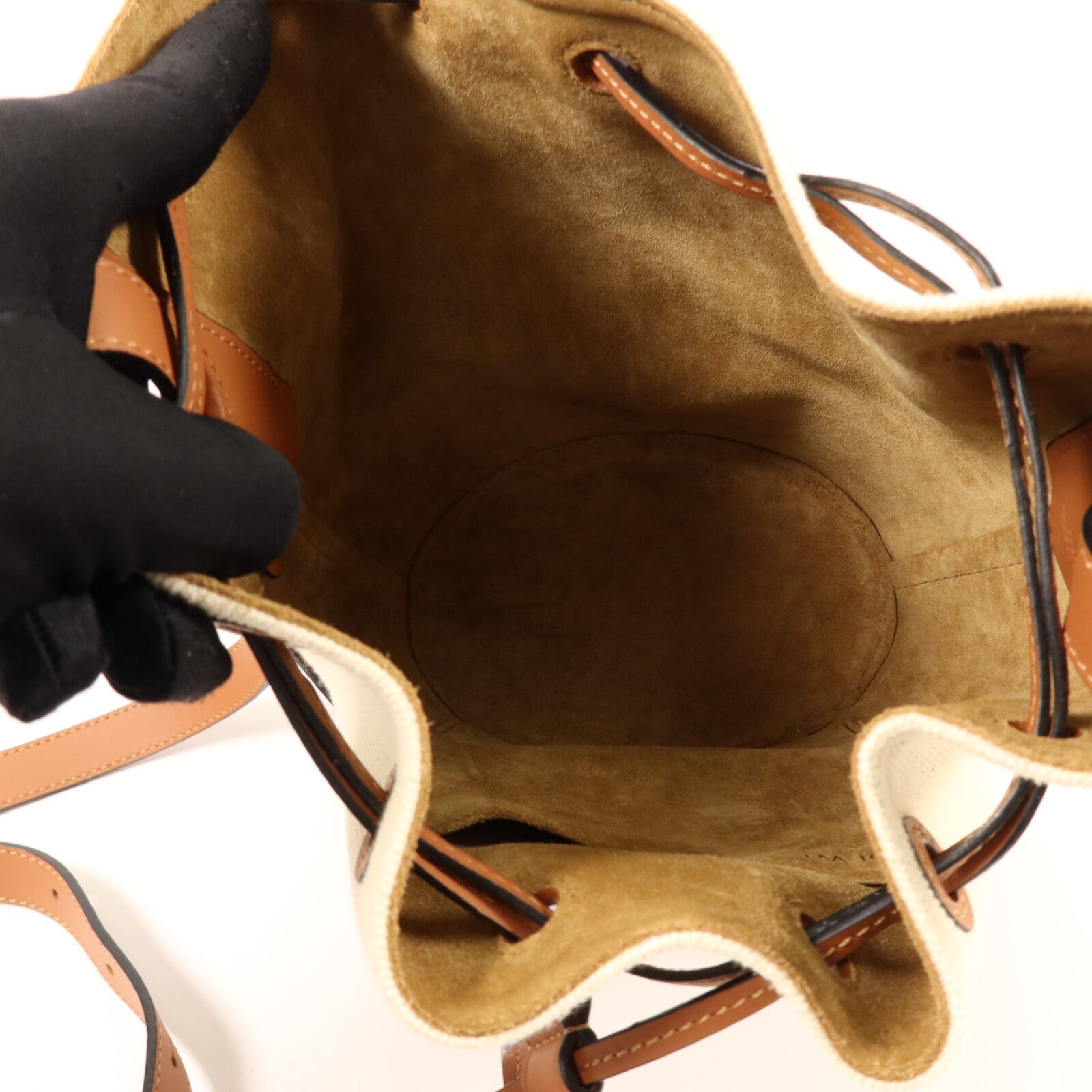 LOEWE 帆布/牛皮皮革Balloon Bag Small肩背袋