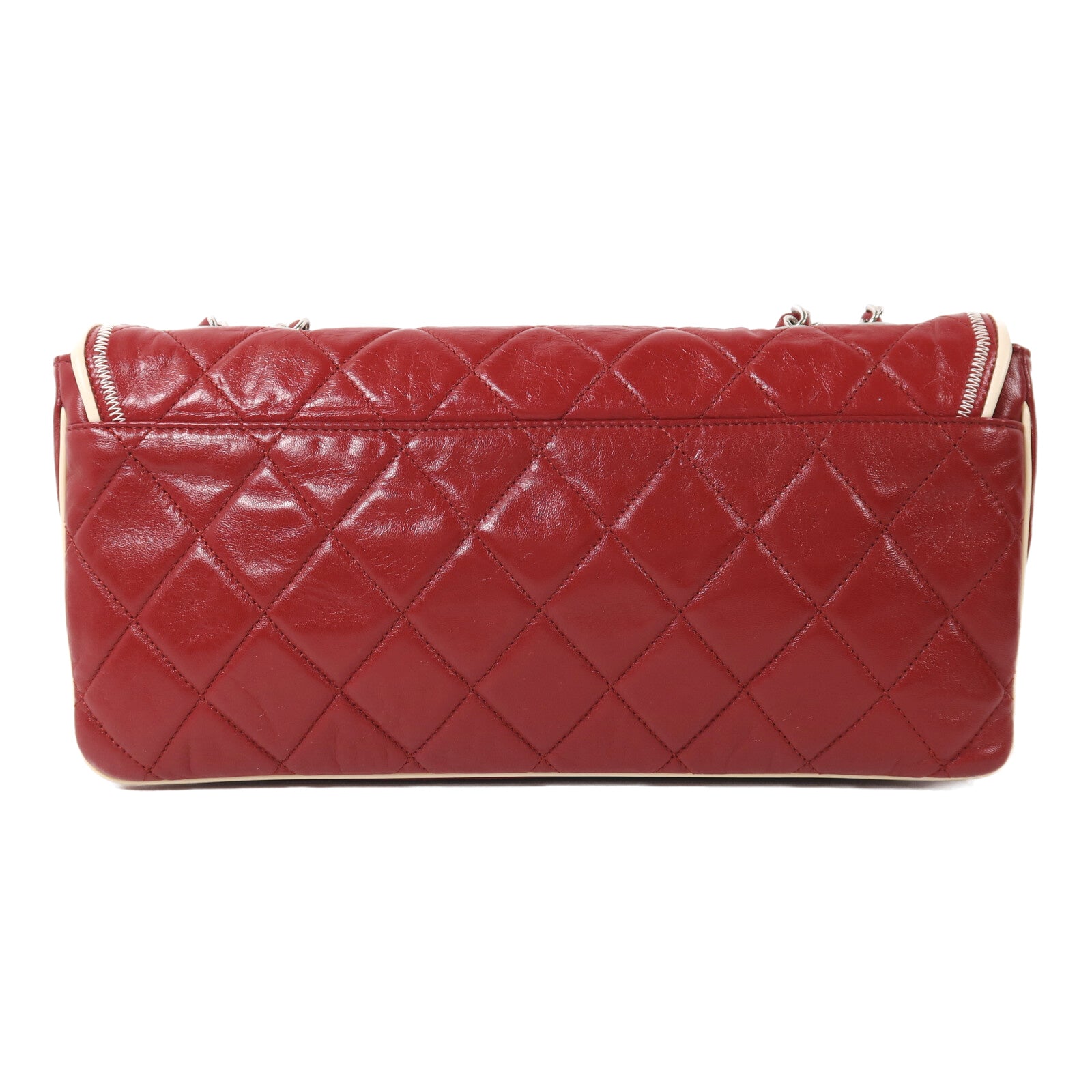 CHANEL 牛皮皮革2.55 East West Flap Bag銀扣鏈帶肩背袋