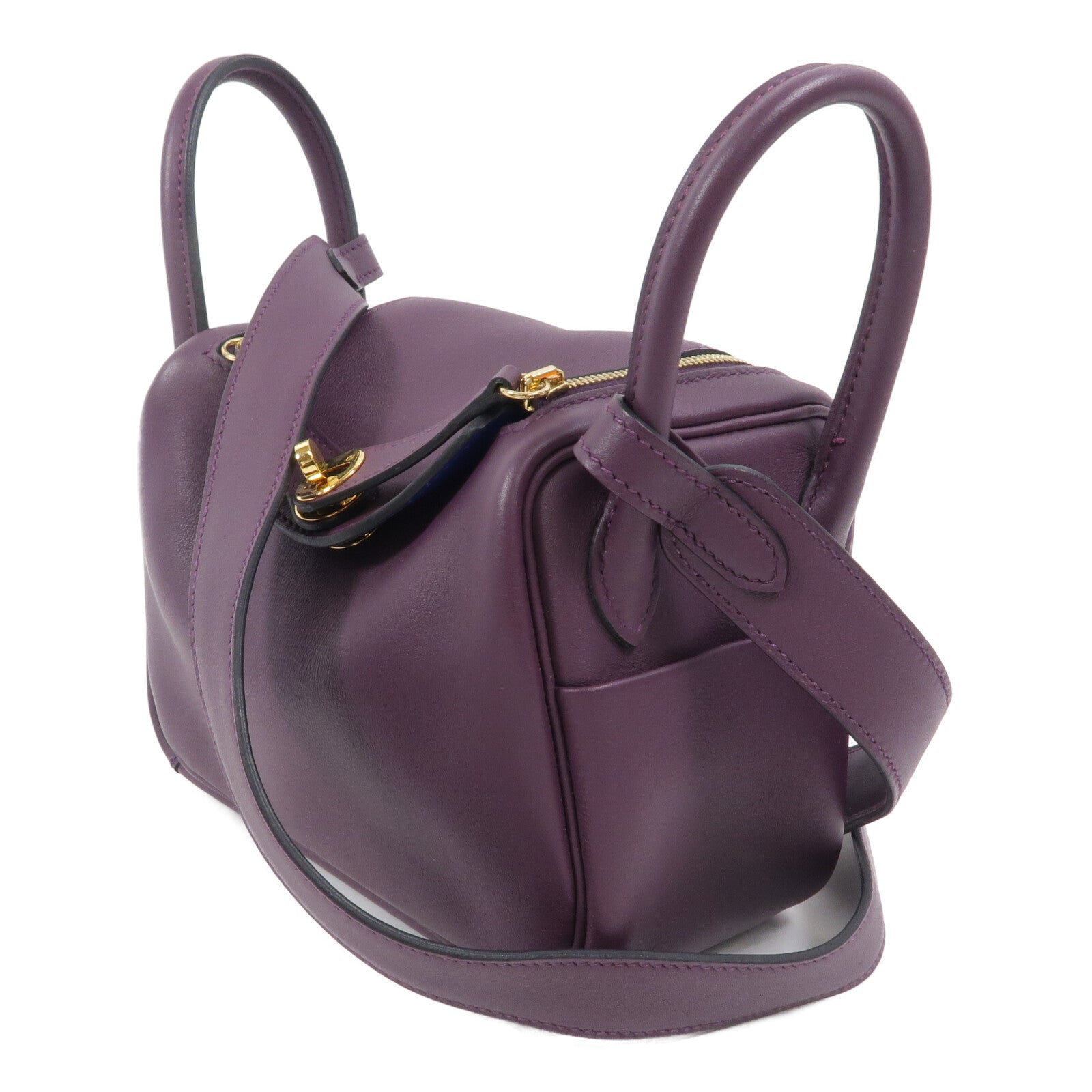 HERMES Swift皮革Mini Lindy金扣手挽肩背兩用袋Anemone