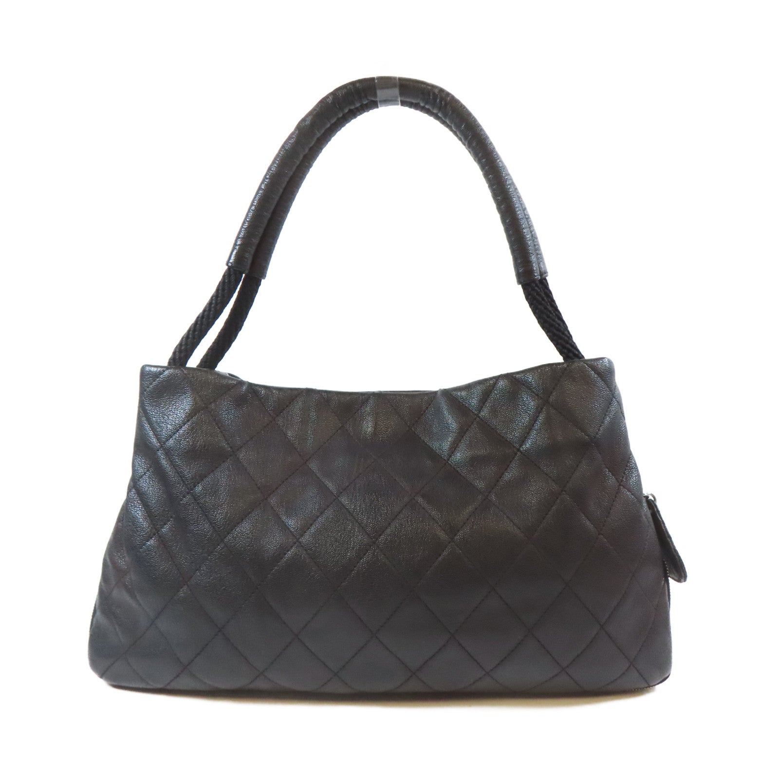 CHANEL 菱格牛皮皮革Shoulder Bag銀扣肩背袋黑色