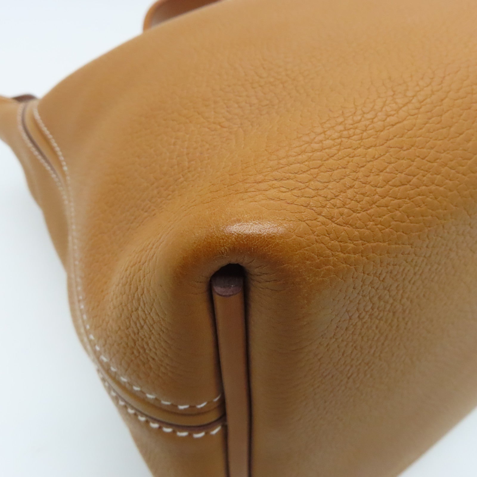 HERMES Barenia Leather 24/24 35cm Gold Buckle Handle Bag Brown
