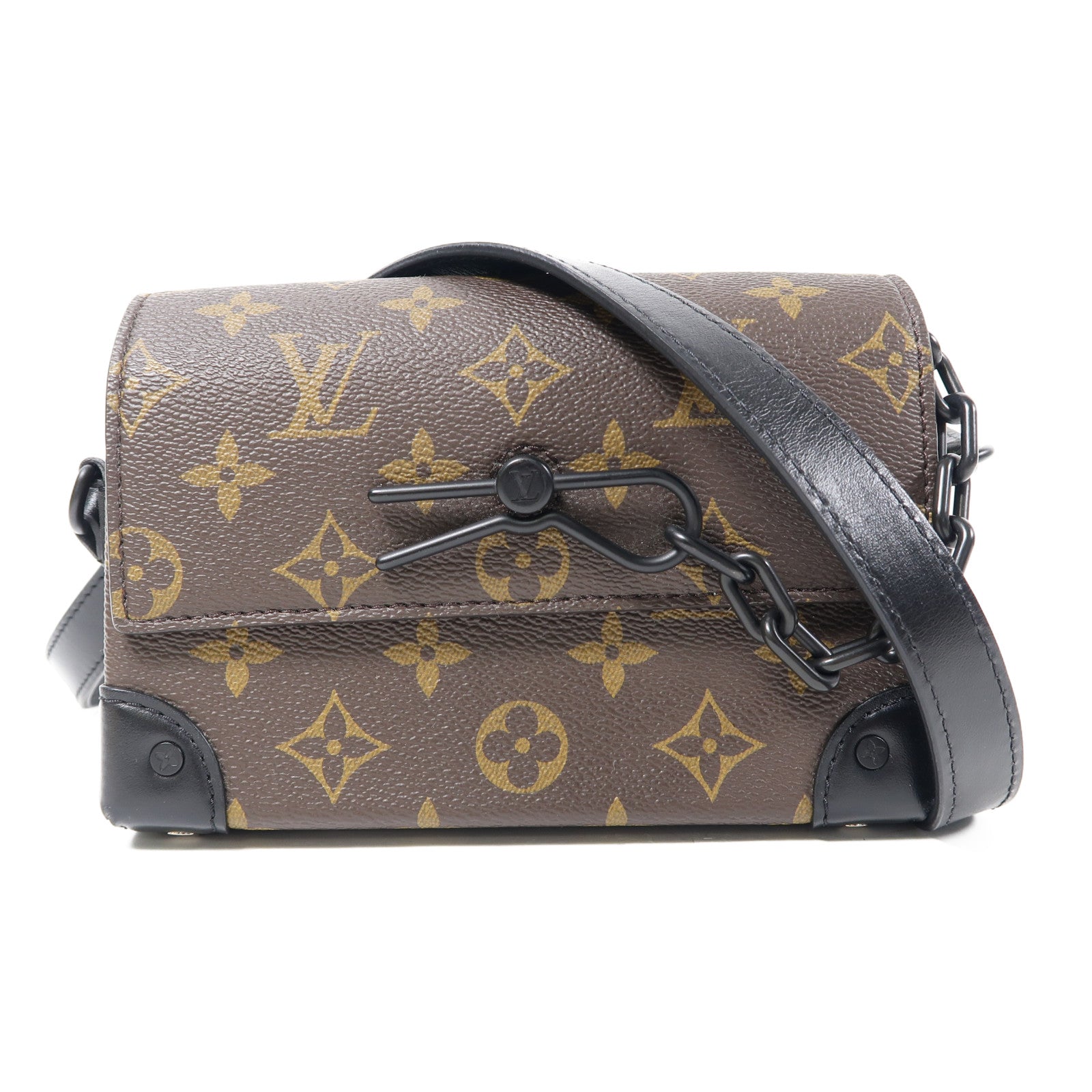 LOUIS VUITTON Monogram Macassar Steamer肩背袋啡色/黑色