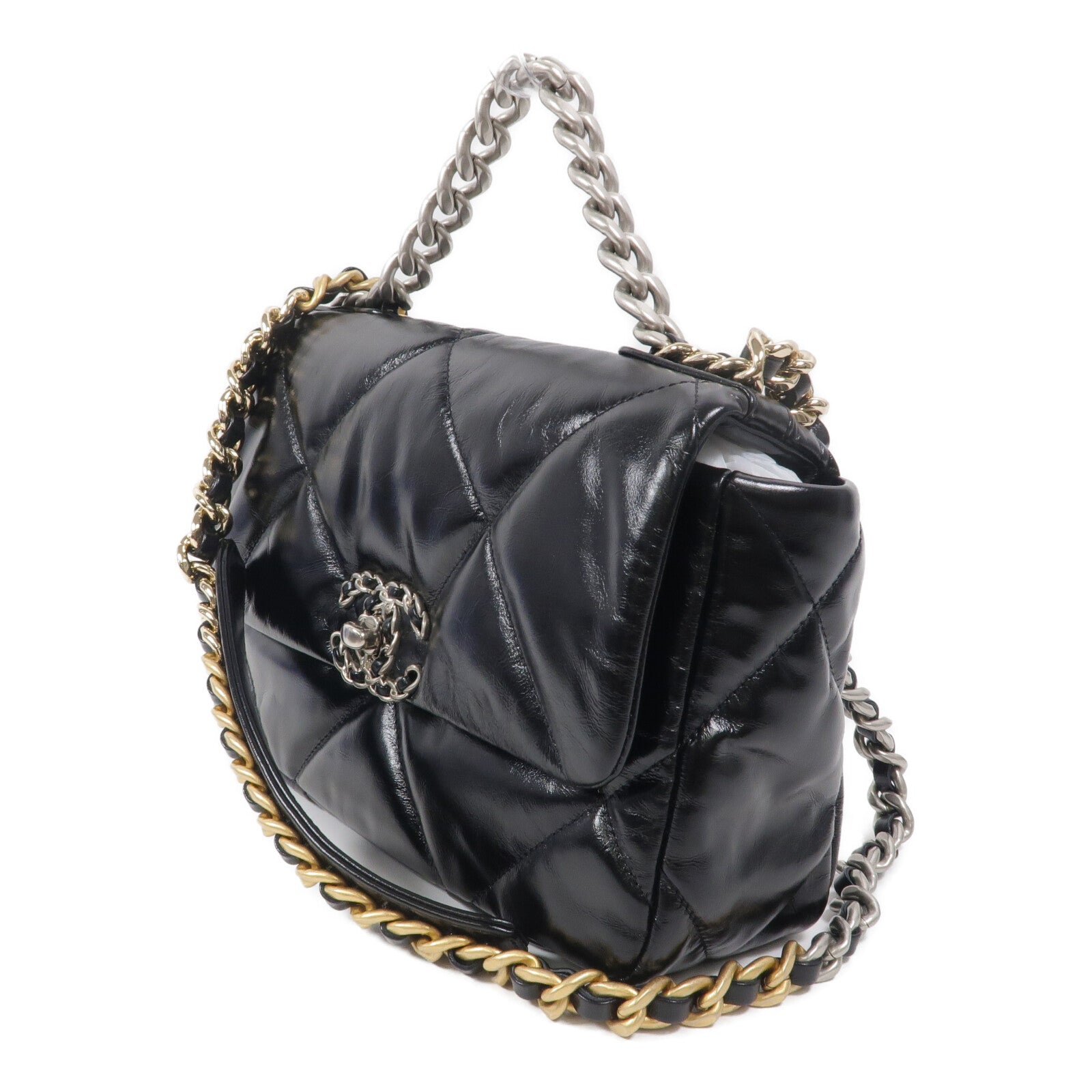 CHANEL 牛皮皮革Chanel 19 Small鏈帶手挽肩背兩用袋