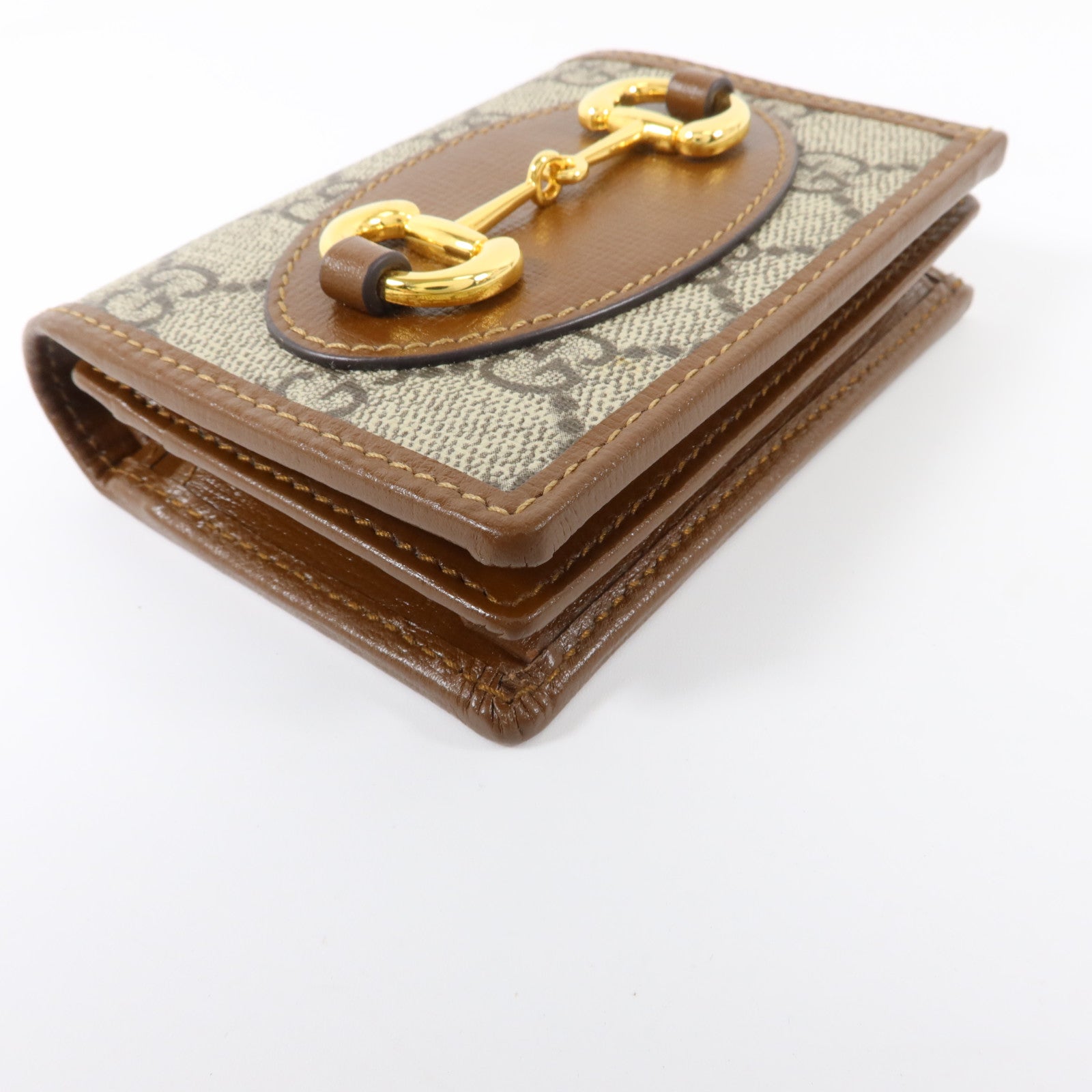 GUCCI 塗層帆布Horsebit 1955 Card Case Wallet金扣錢包