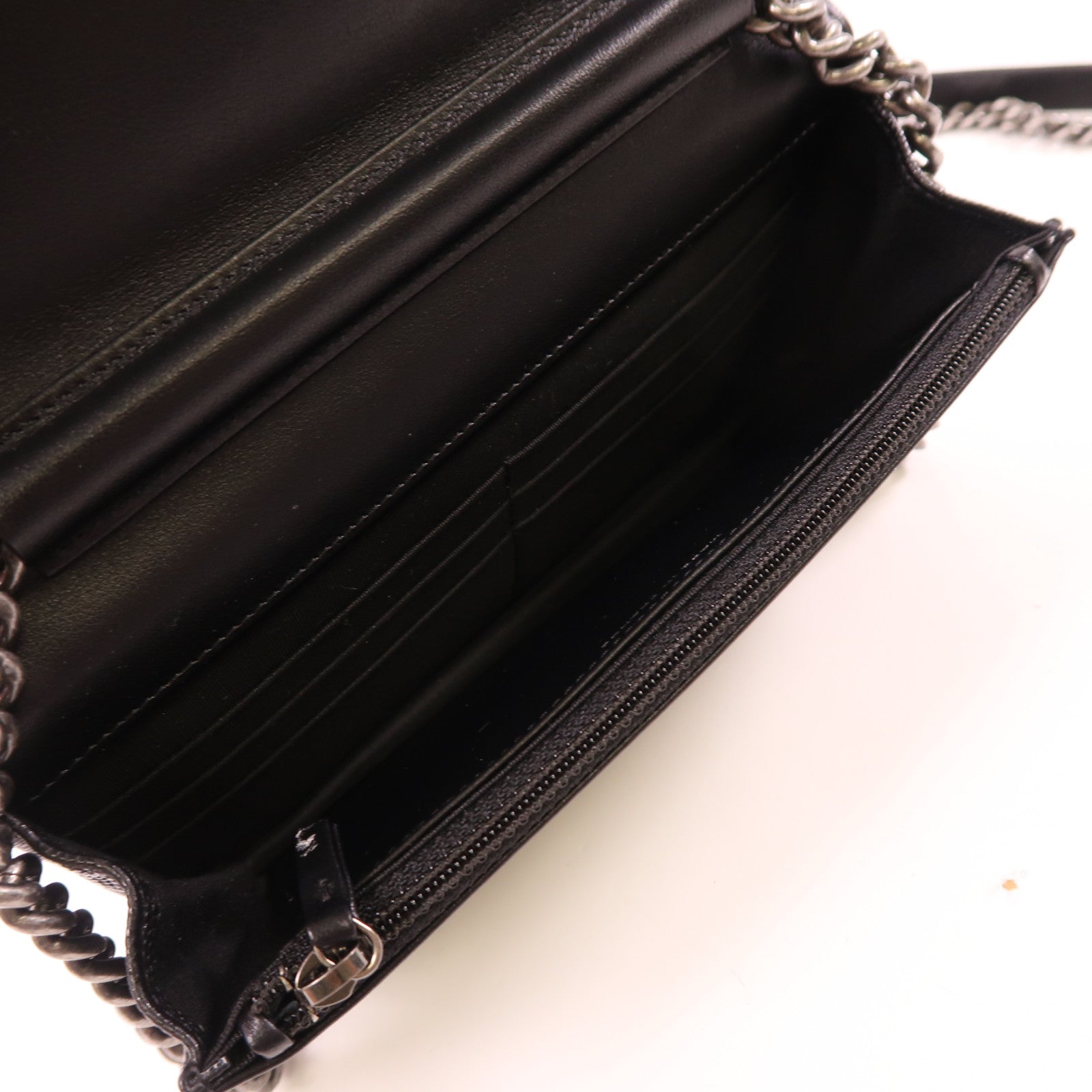 CHANEL CC SHW Boy WOC Wallet On Chain Chain Shoulder Bag Calfskin Leather Black