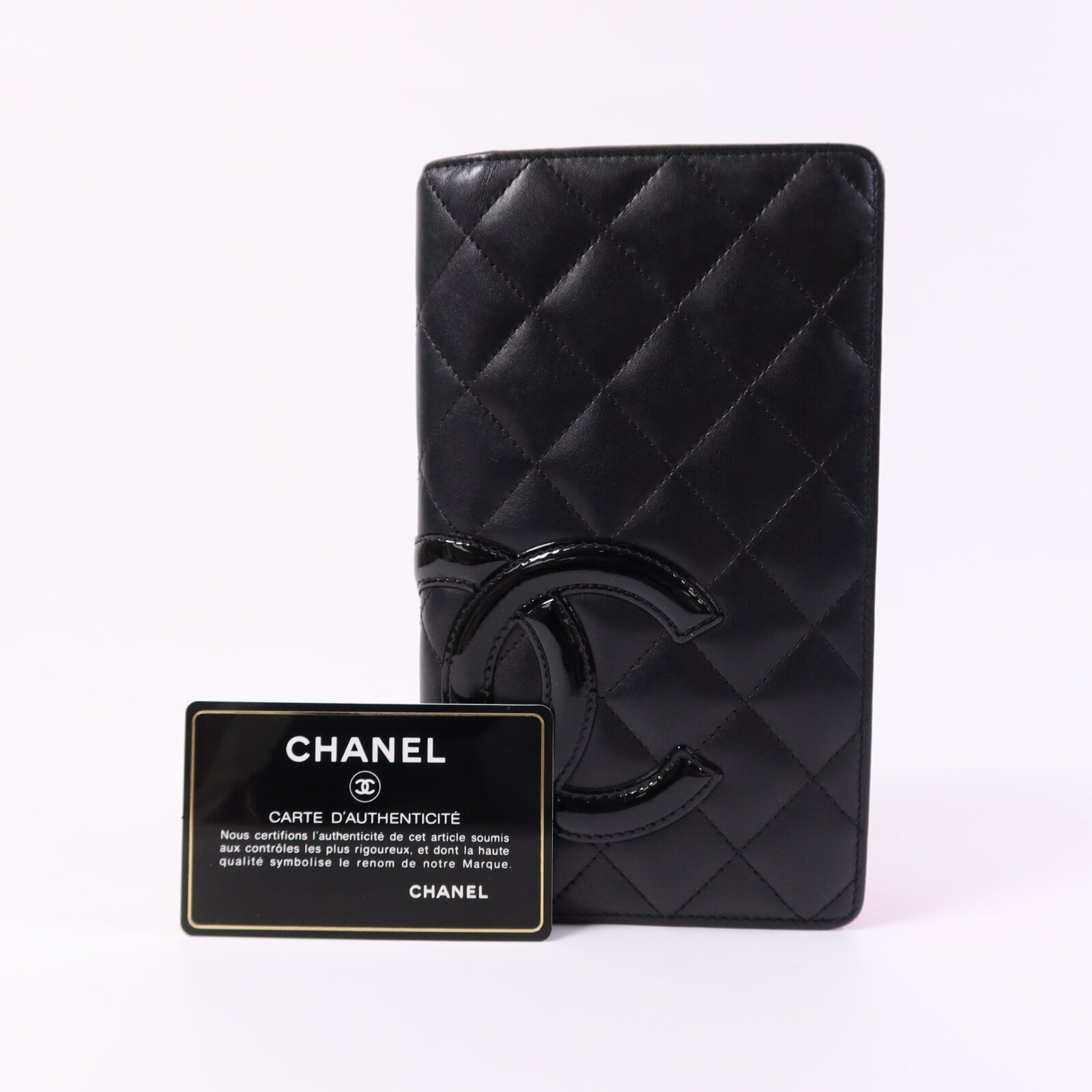 CHANEL 羊皮皮革Cambon Wallet銀扣長錢包