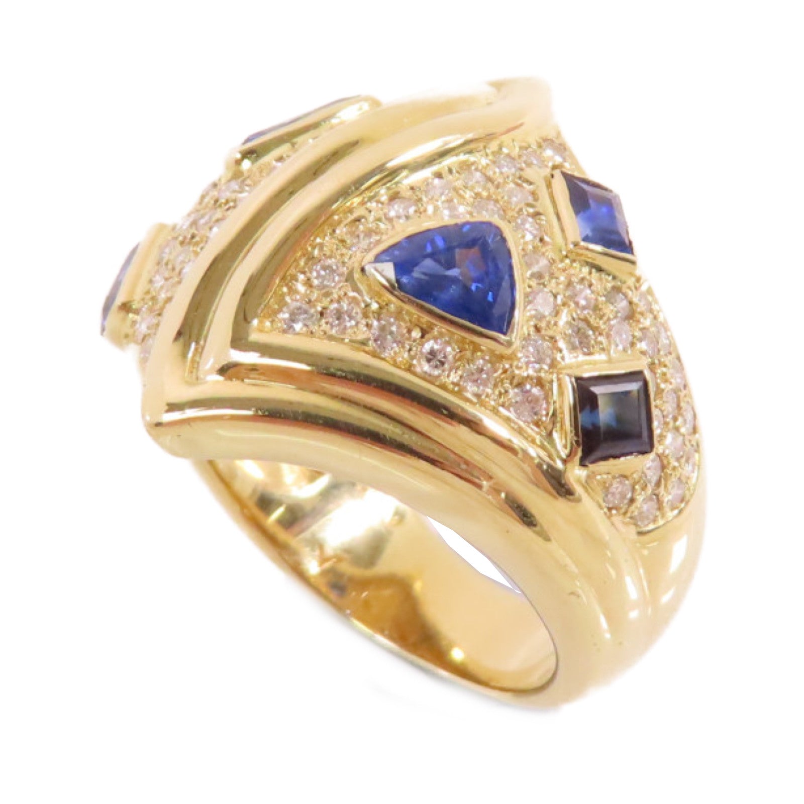 JEWELRY 【激減優惠】18K黃金/1.63ct藍寶石/0.68ct鑽石Sapphire Ring戒指US#6.75