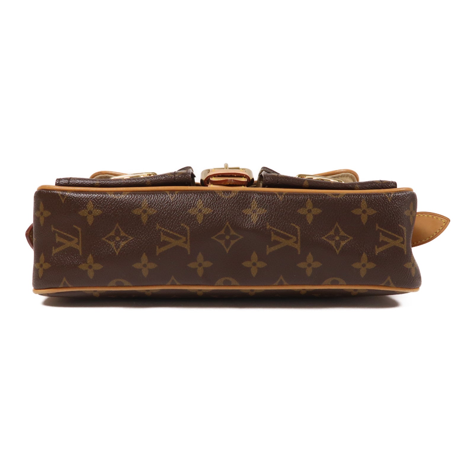 LOUIS VUITTON Monogram Hudson PM金扣肩背袋棕色