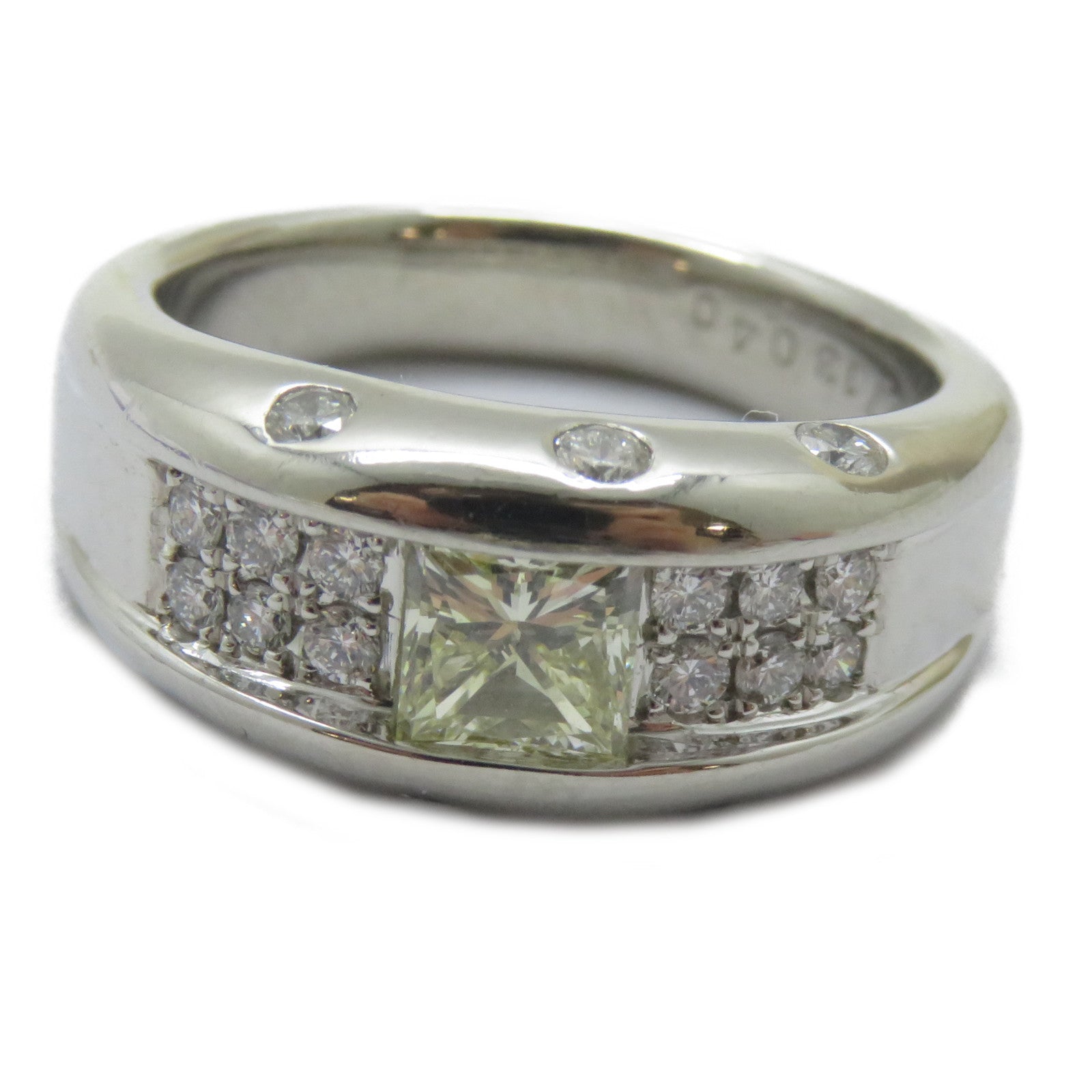 JEWELRY PT900鉑金Color Stone Ring 0.713ct黃色寶石/0.4ct鑽石戒指US#6.75