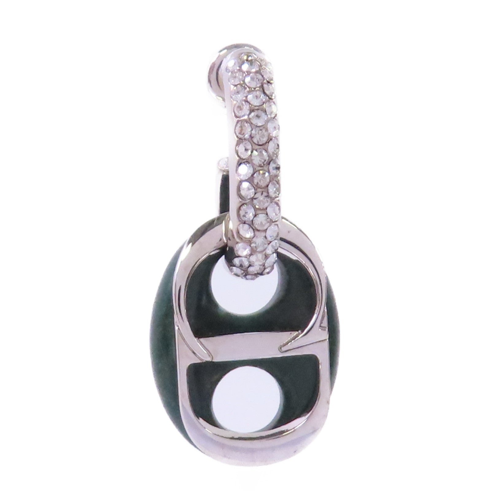 Dior CD Earring 500 Metal PVC Rhinestones Green