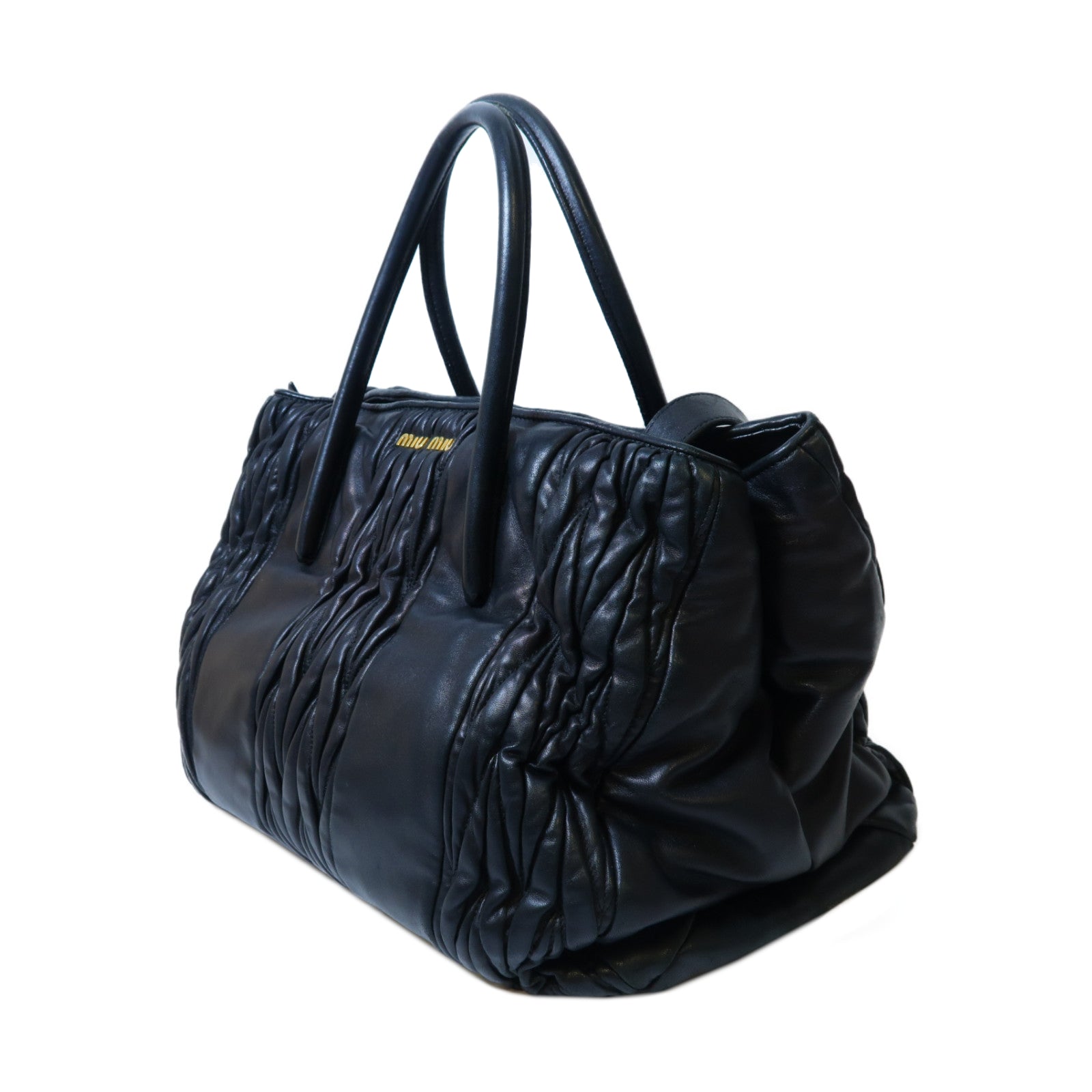 Miu Miu 牛皮皮革Shoulder Bag金扣手挽肩背兩用袋黑色