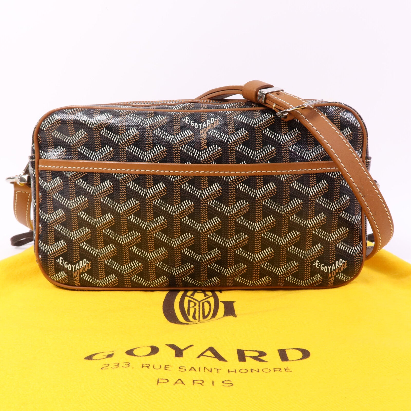GOYARD 塗層帆布Cap-Vert PM銀扣肩背袋