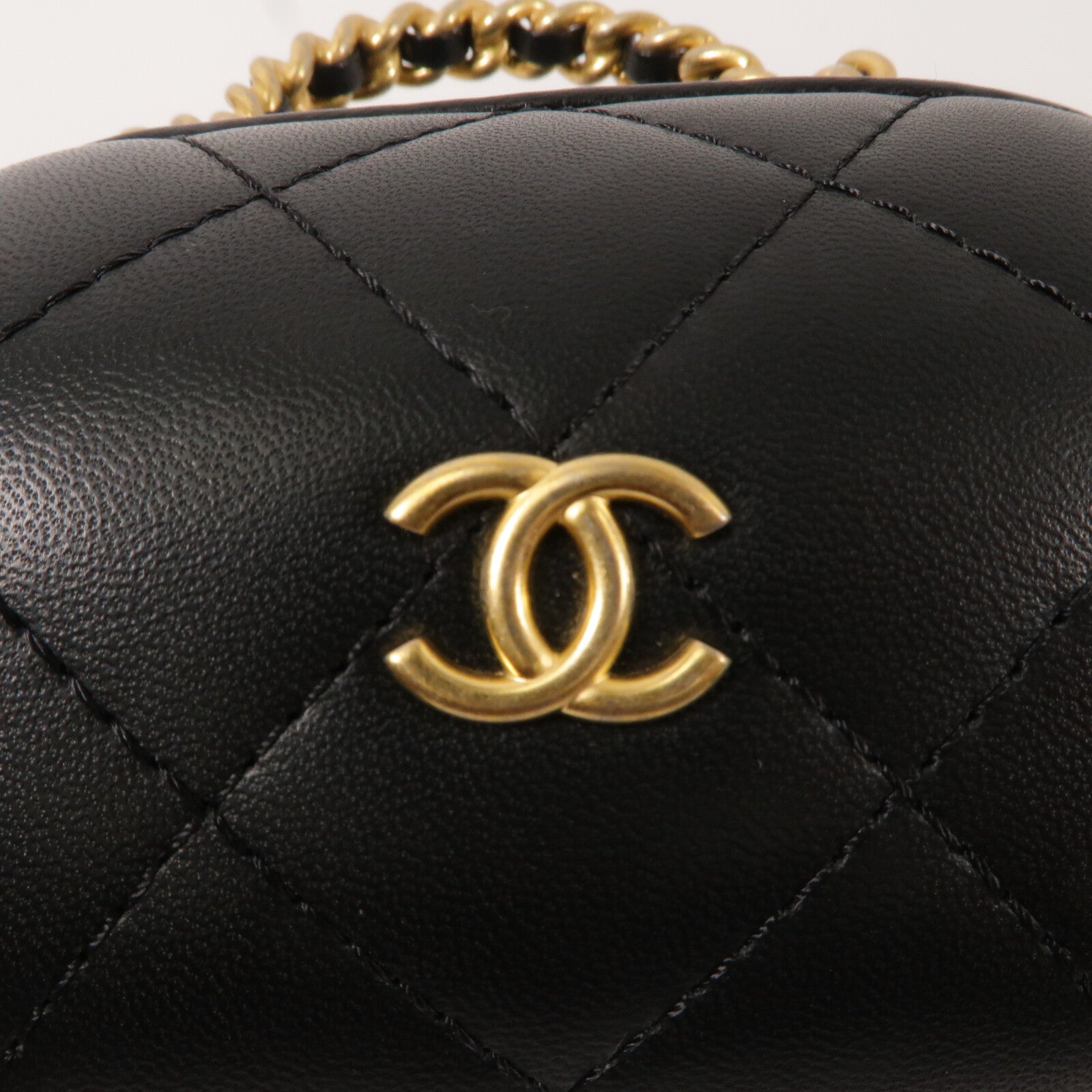 CHANEL 羊皮皮革Bubble Vanity Case鏈帶手挽肩背兩用袋