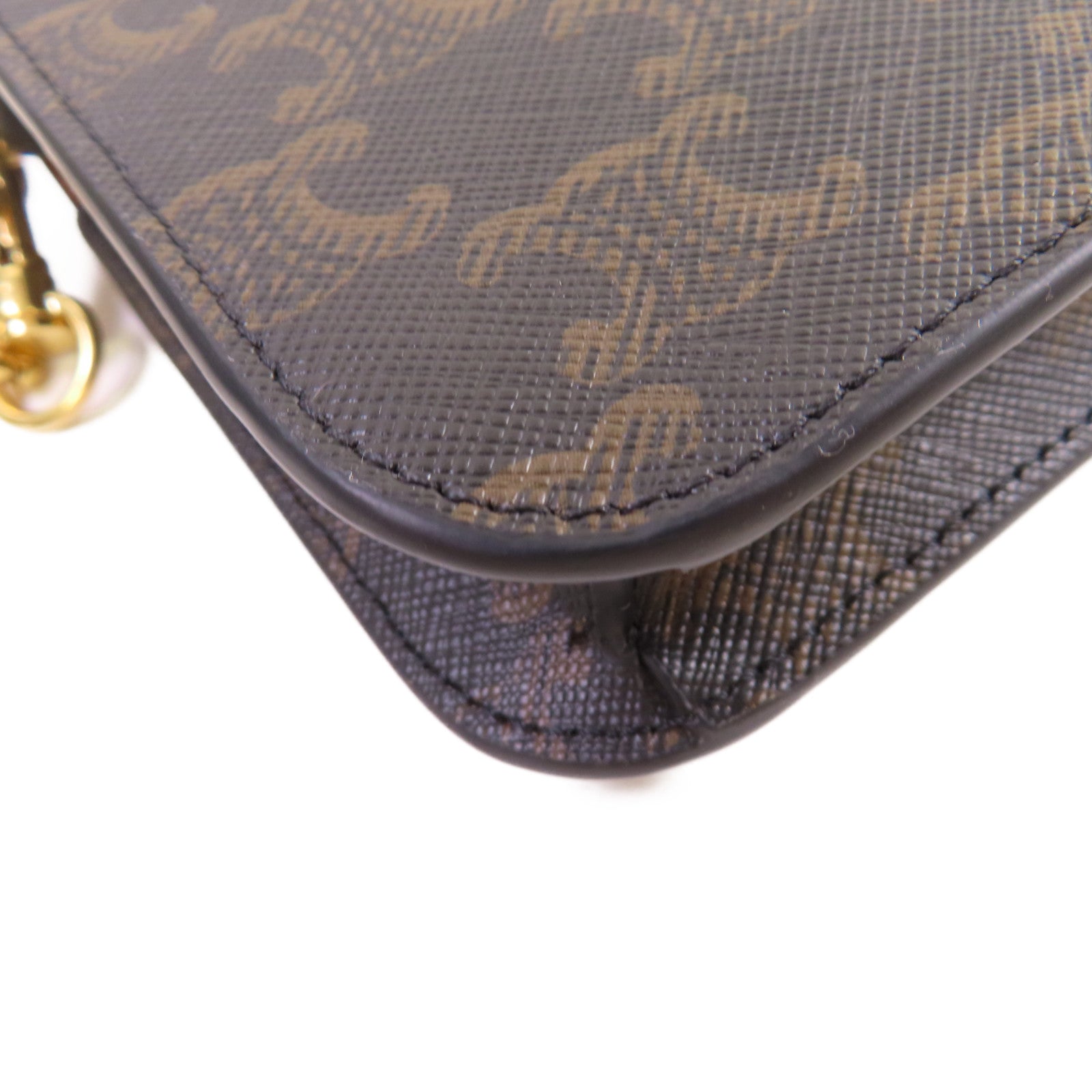 CELINE Triomphe帆布Mulipochette 2Way Shoulder Bag金扣手挽肩背兩用袋啡色