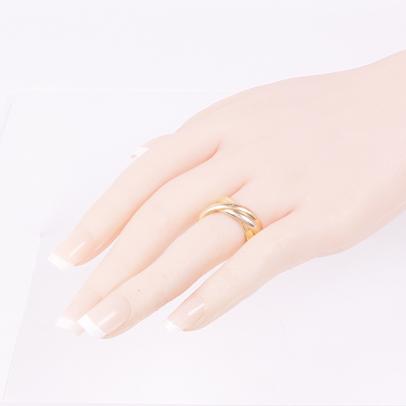 CARTIER 18K黃金/白金/玫瑰金Trinity戒指Cartier#62/US#9.75