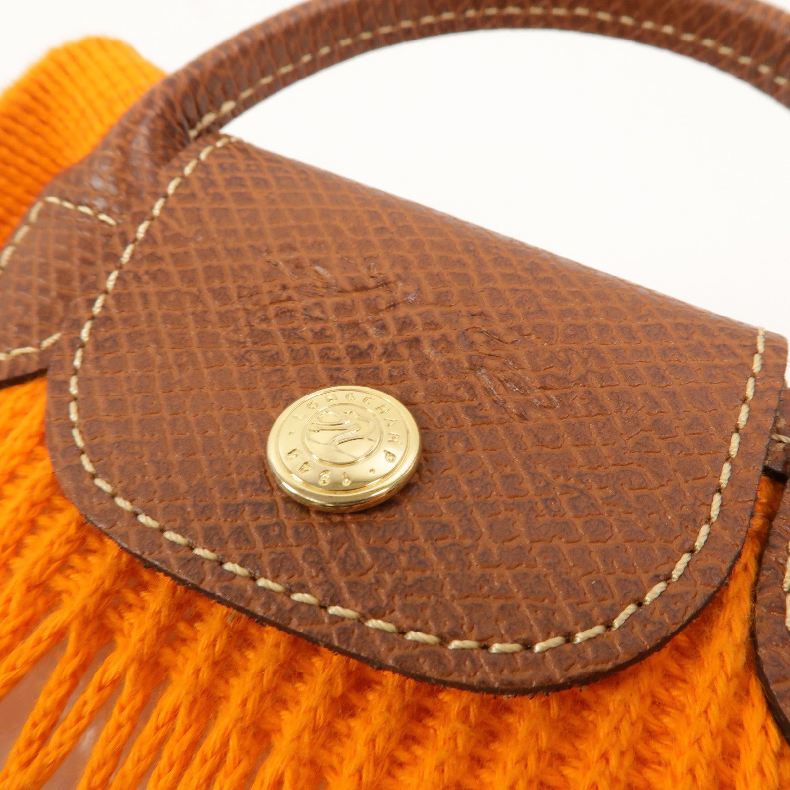 Longchamp 棉質/牛皮皮革Le Pliage Filet XS手挽肩背兩用袋