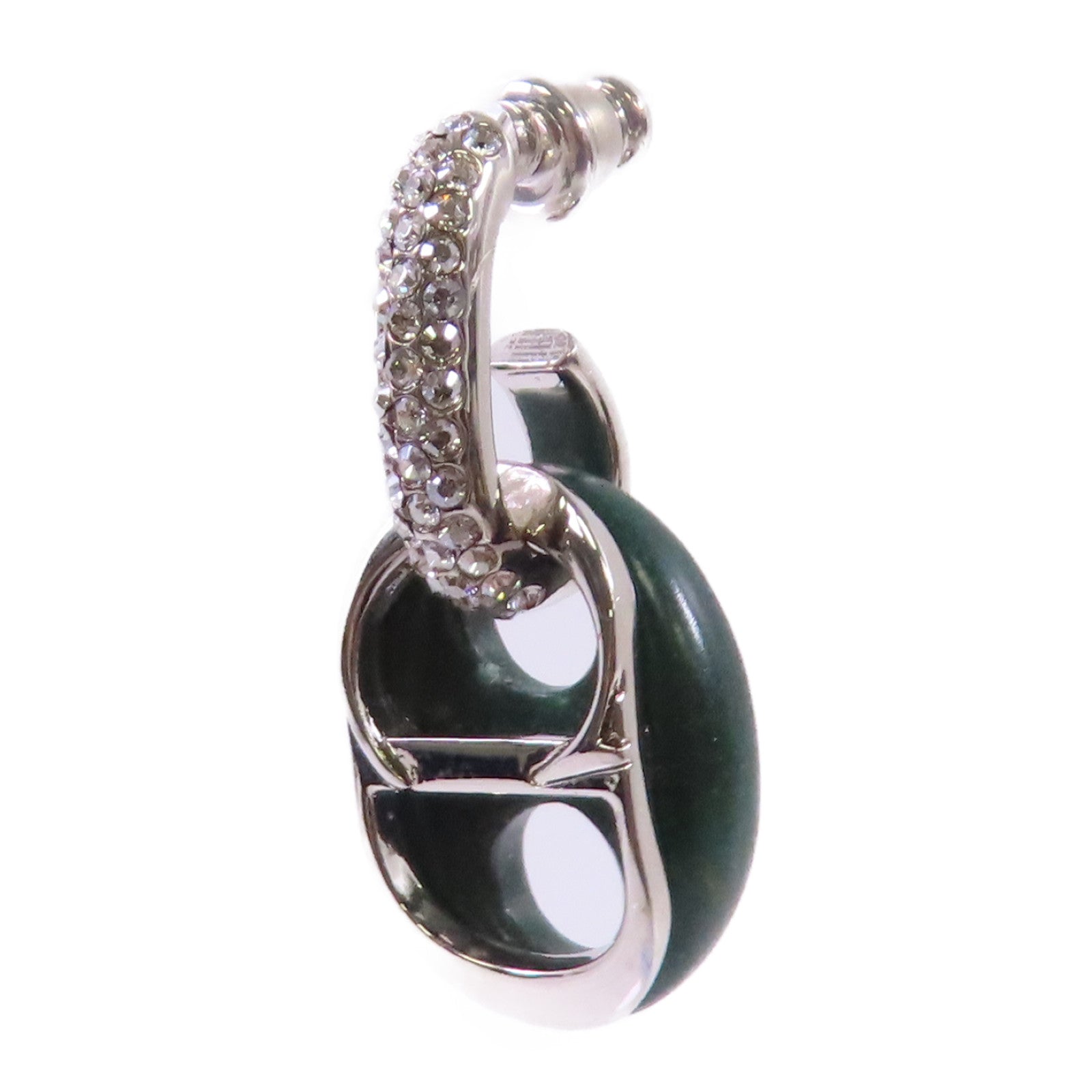Dior CD Earring 500 Metal PVC Rhinestones Green