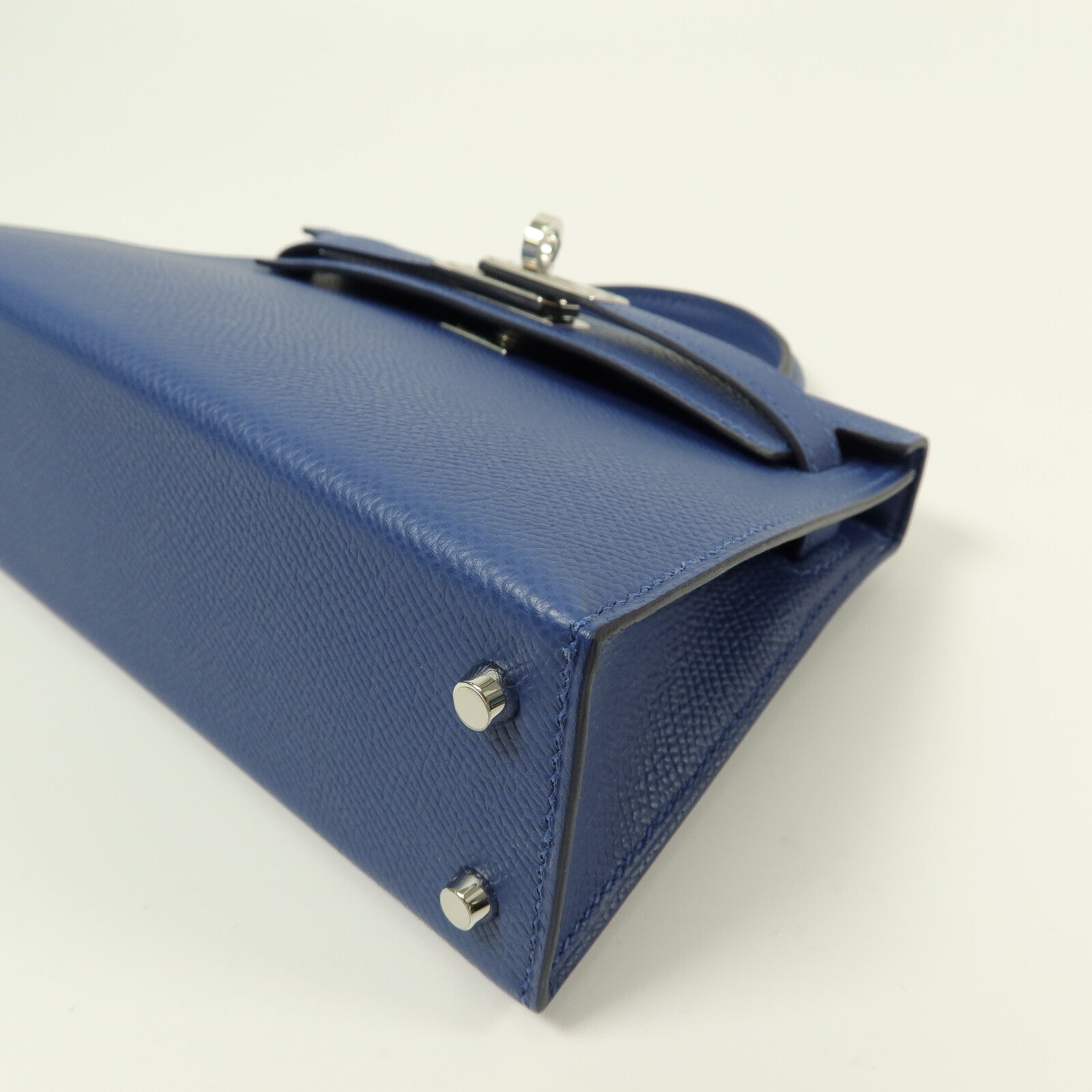 HERMES Epsom皮革Mini Kelly II手挽肩背兩用袋Bleu Tie