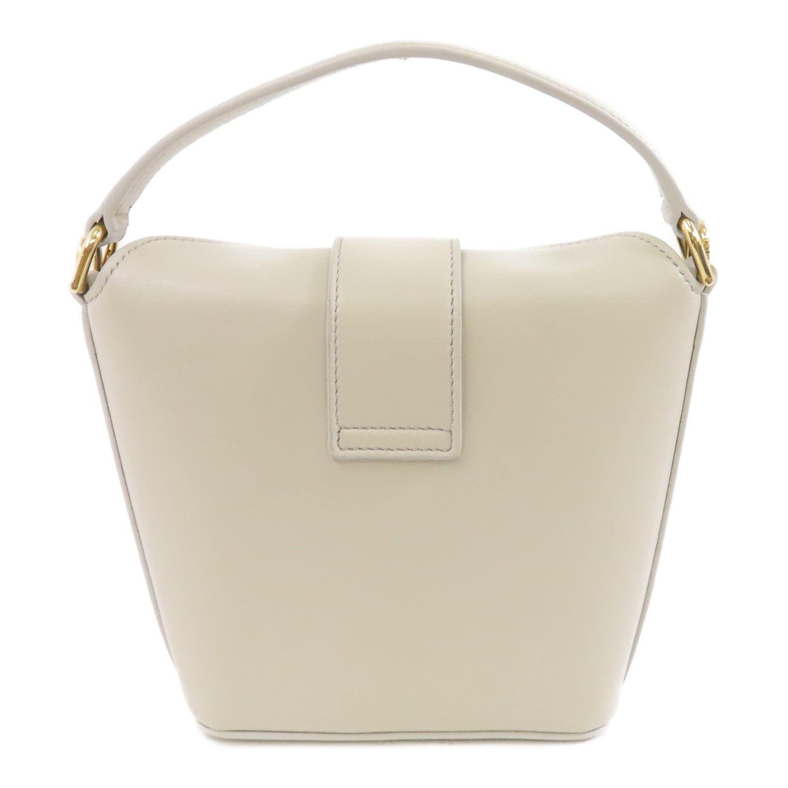 CELINE 牛皮皮革Triomphe Mini Bucket金扣手挽肩背兩用袋淺灰色
