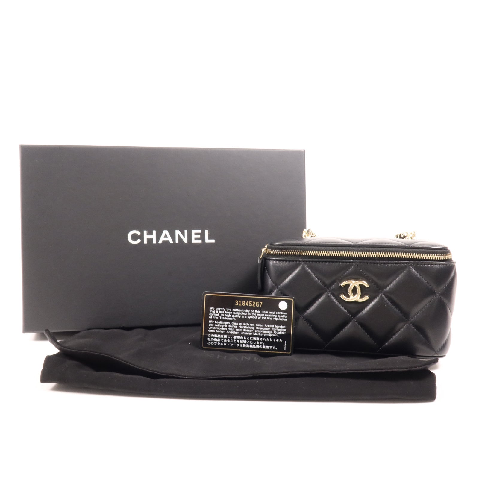 CHANEL 羊皮皮革Vanity Case金扣鏈帶肩背袋