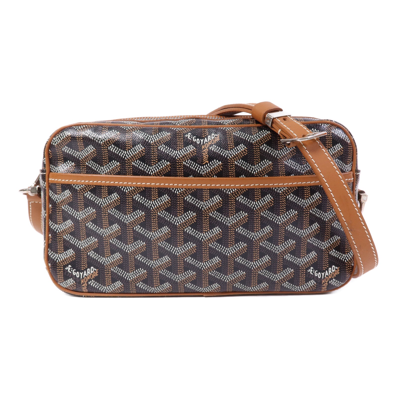 GOYARD 塗層帆布Cap-Vert PM銀扣肩背袋