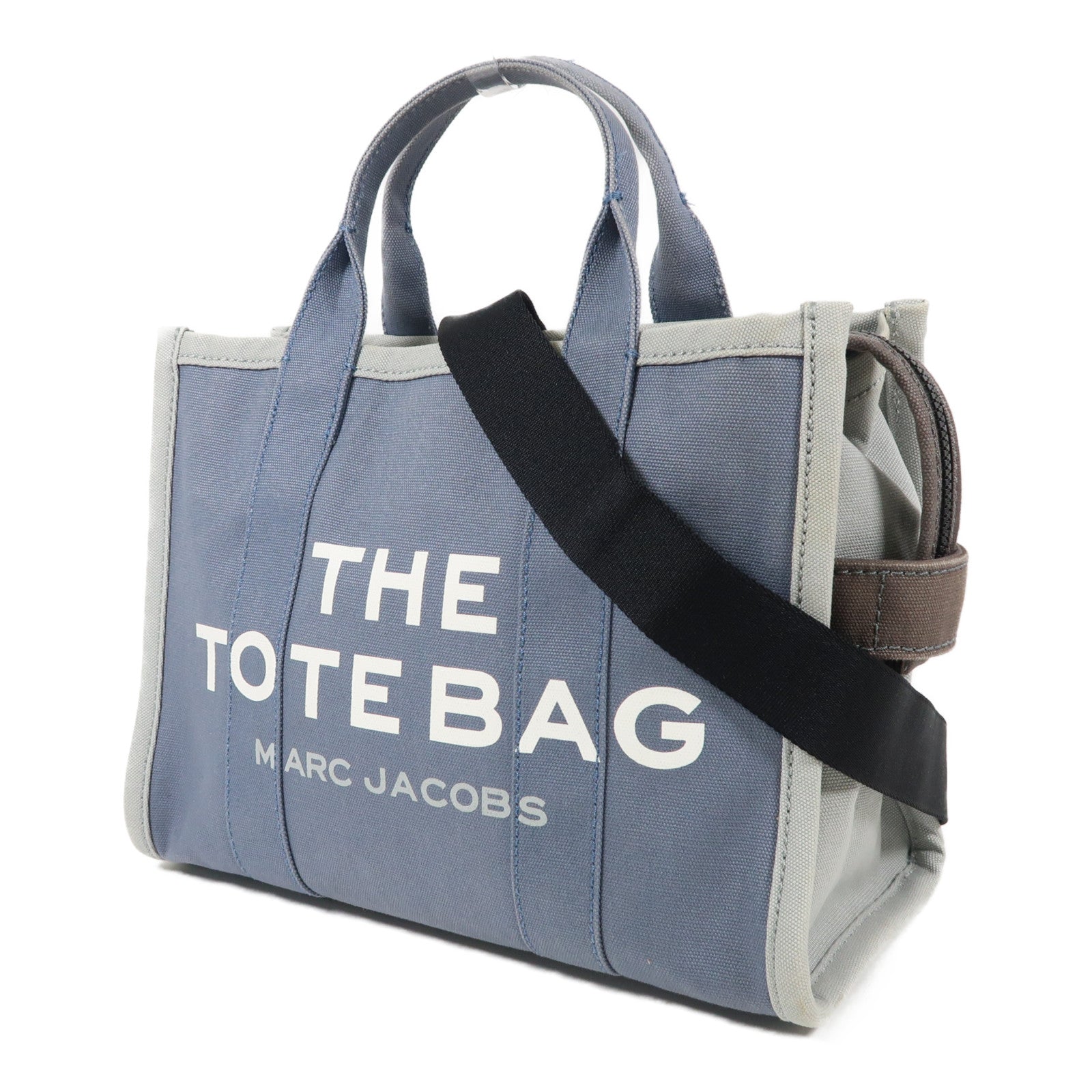 MARC JACOBS 帆布Tote Bag銀扣手挽肩背兩用袋藍色