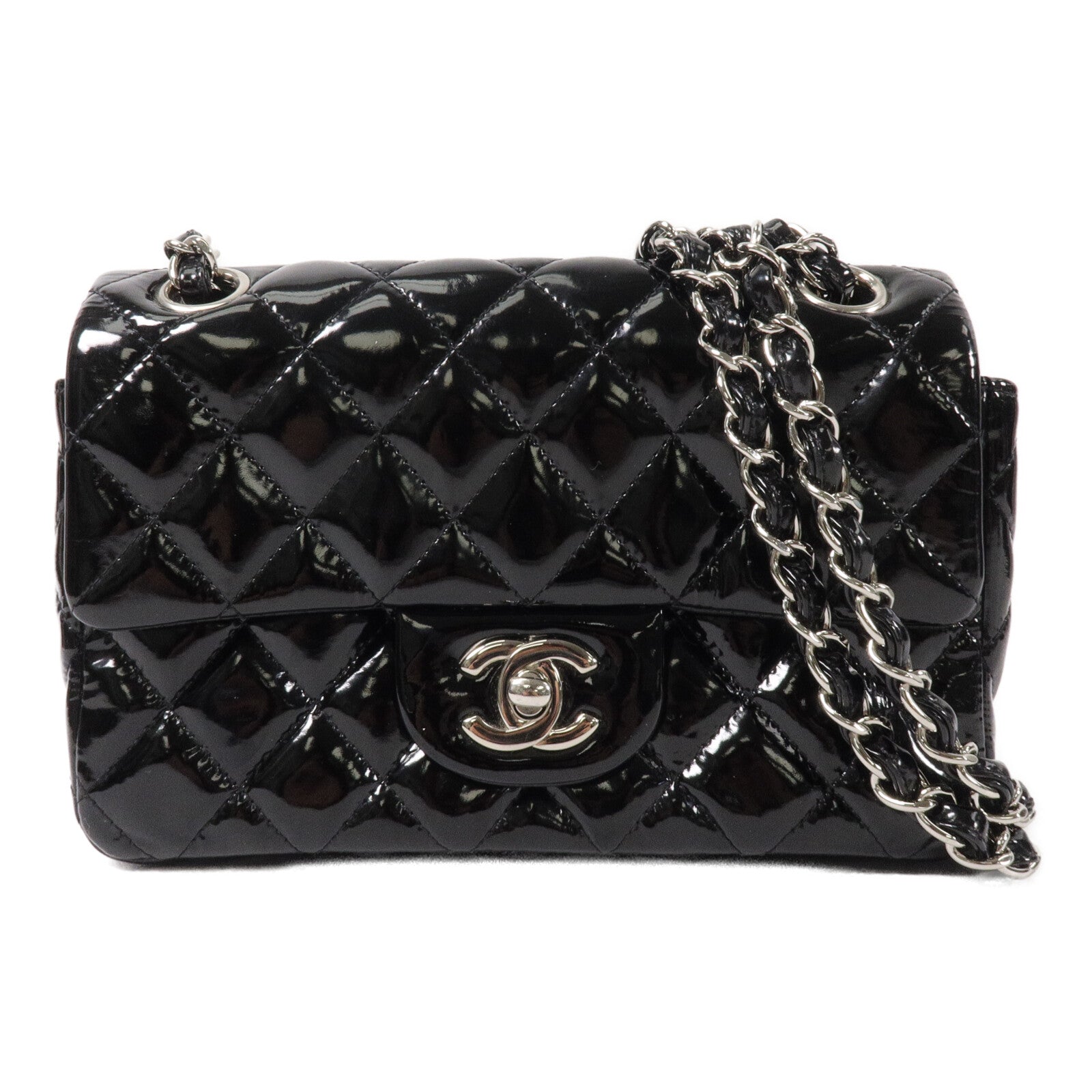 CHANEL 漆皮皮革Mini Classic 20鏈帶肩背袋