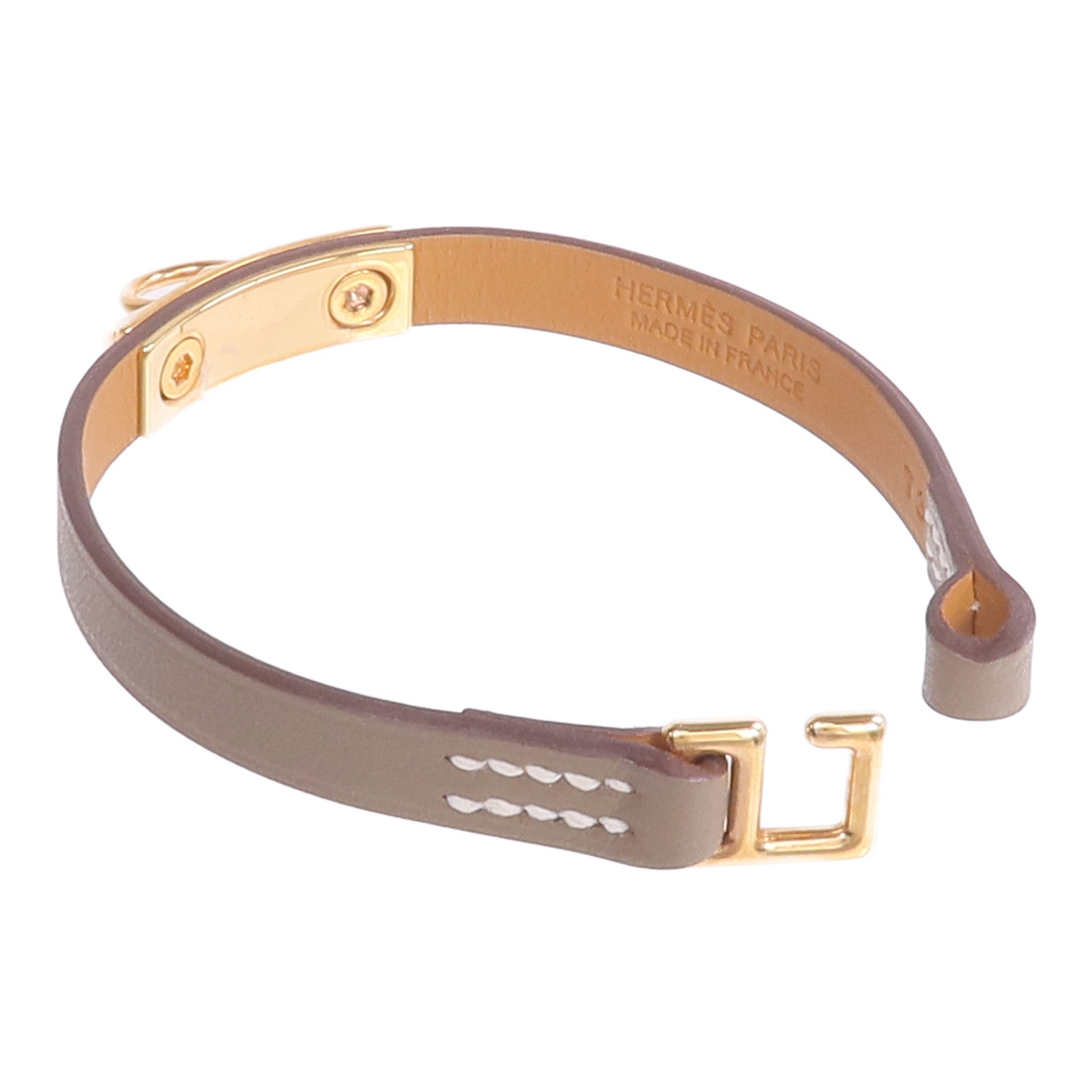 HERMES Swift皮革Rivale Mini Bracelet金扣手帶Etoupe