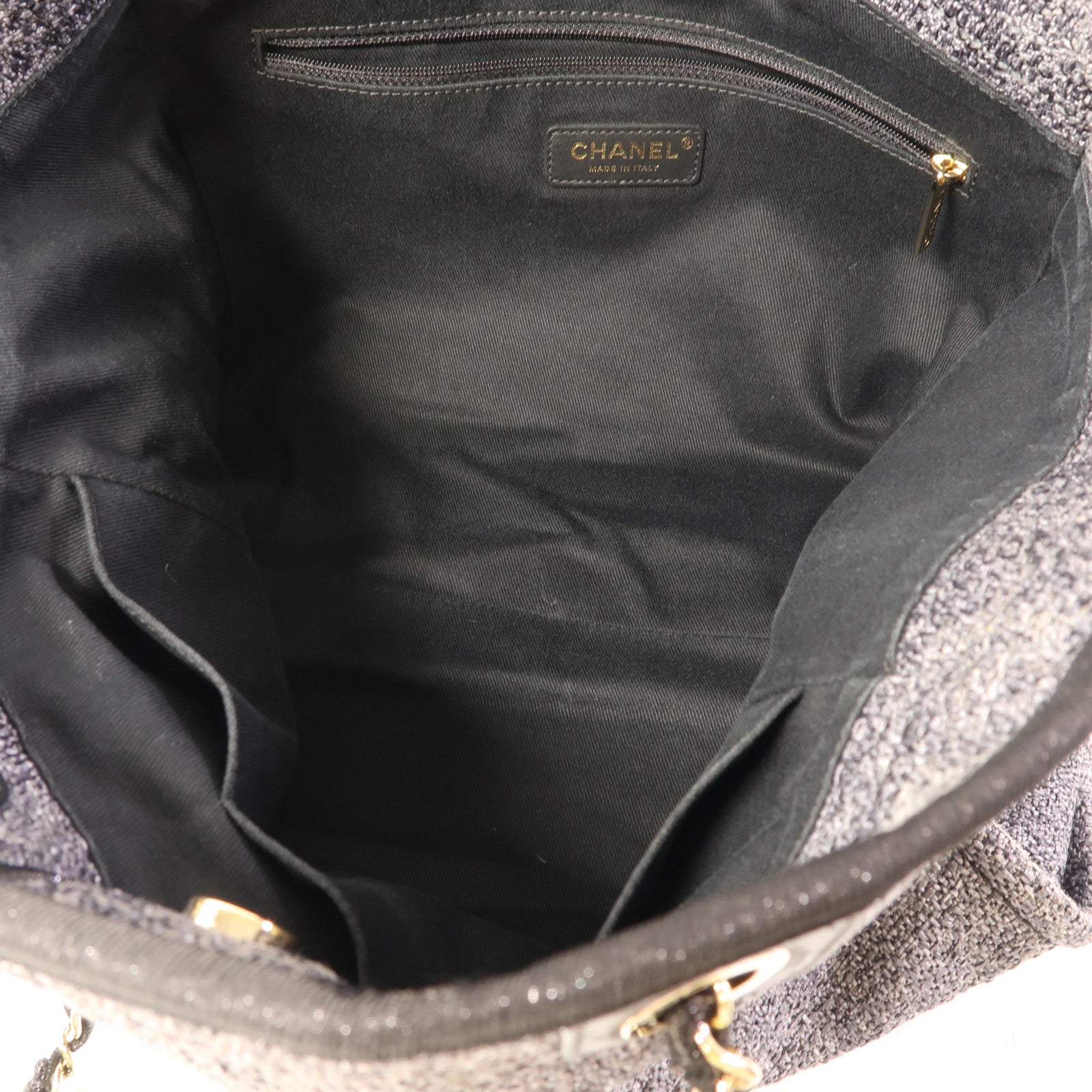 CHANEL CC GHW Deauville Tote Tweed Grey and Black